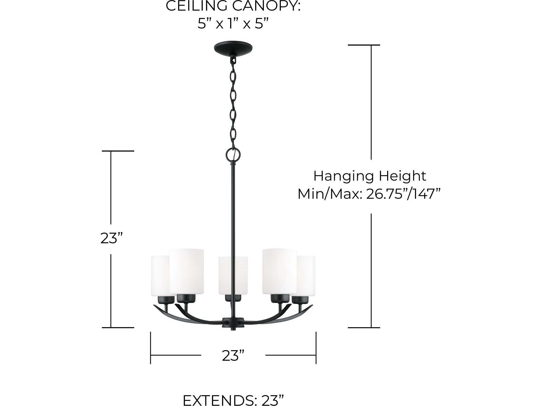 Capital Lighting Dixon 5-Light Matte Black Glass Chandelier