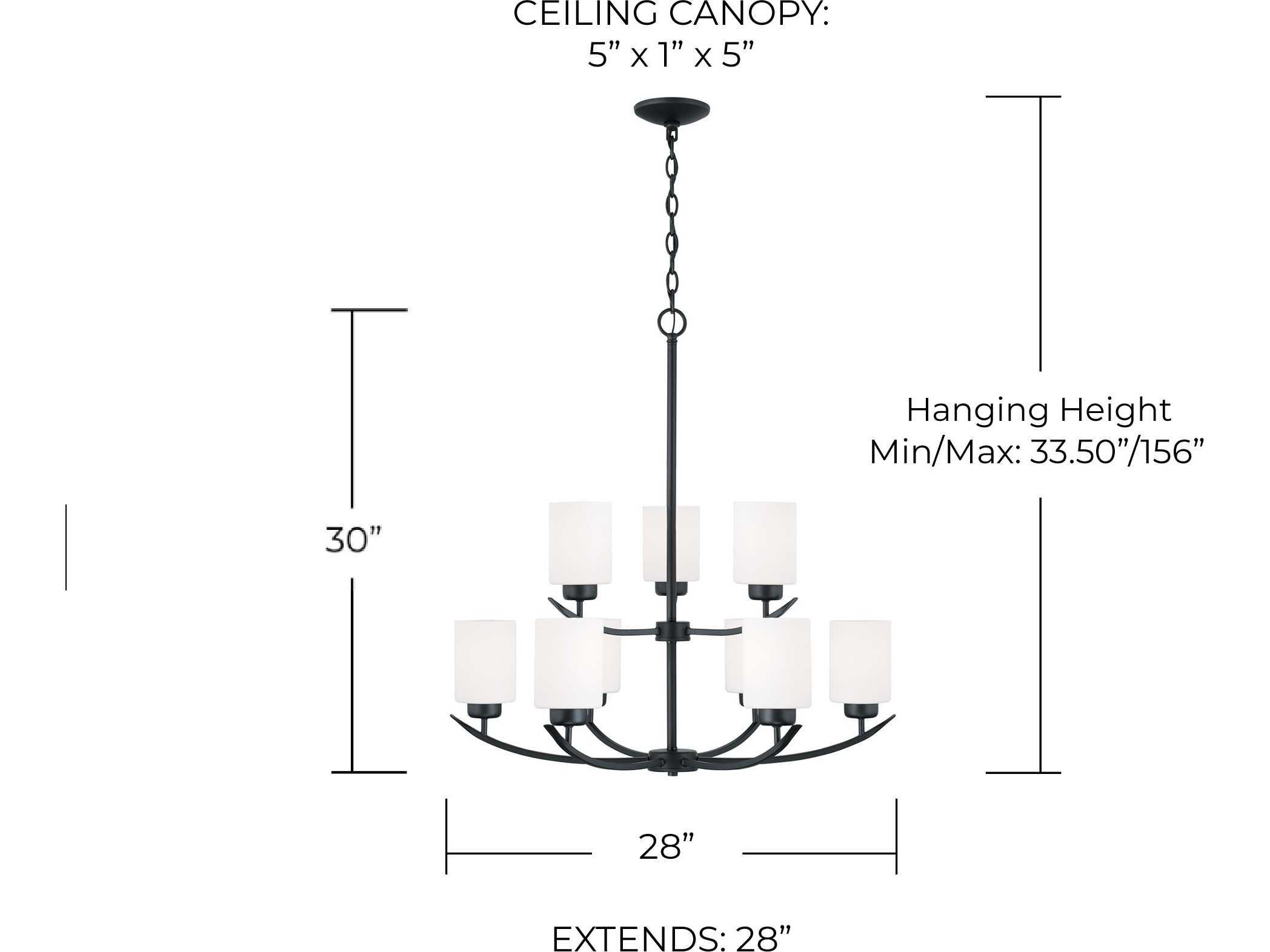 Capital Lighting Dixon 9-Light Matte Black Glass Chandelier