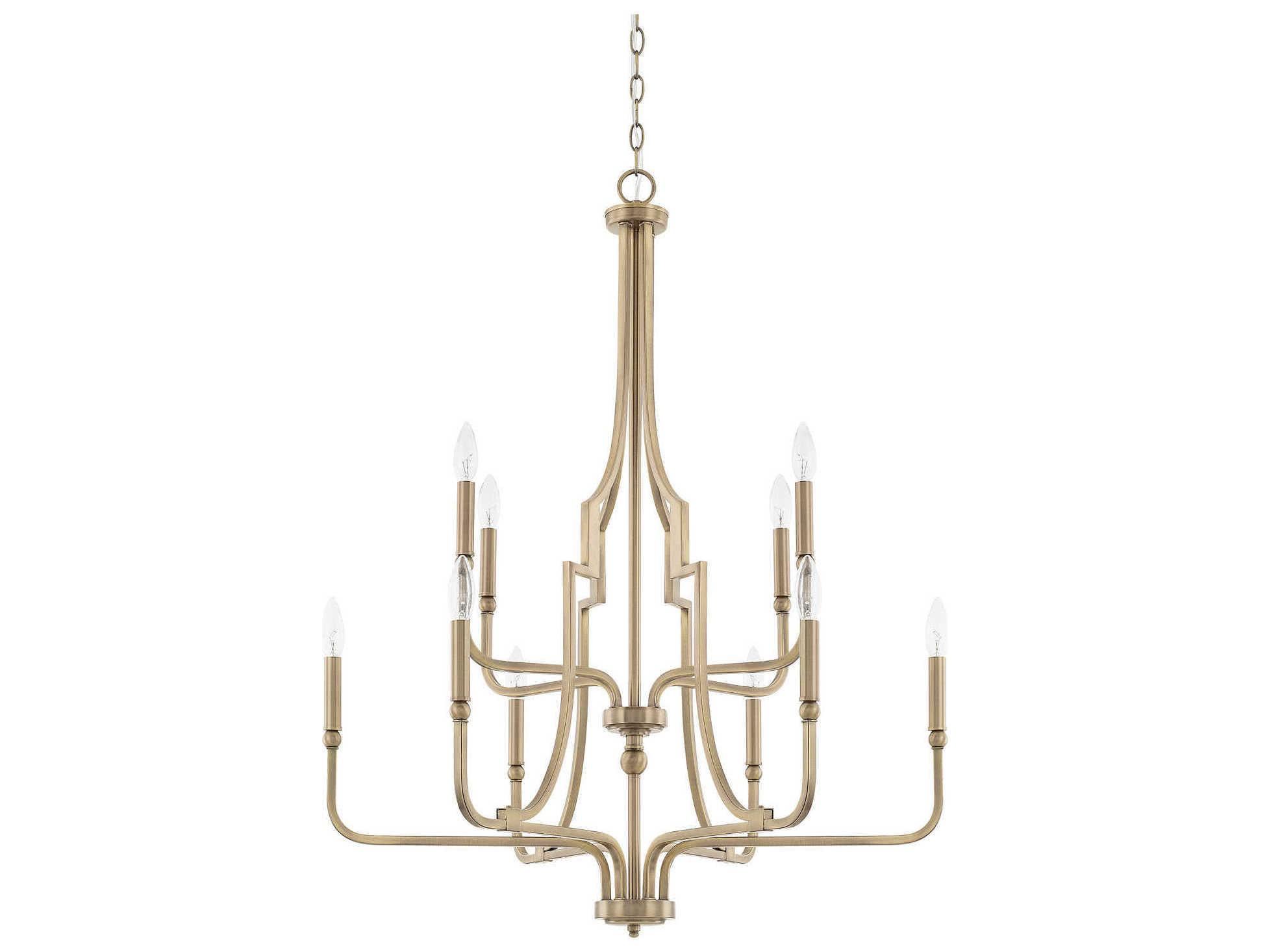 Capital Lighting Dawson 10-Light Aged Brass Candelabra Tiered Chandelier