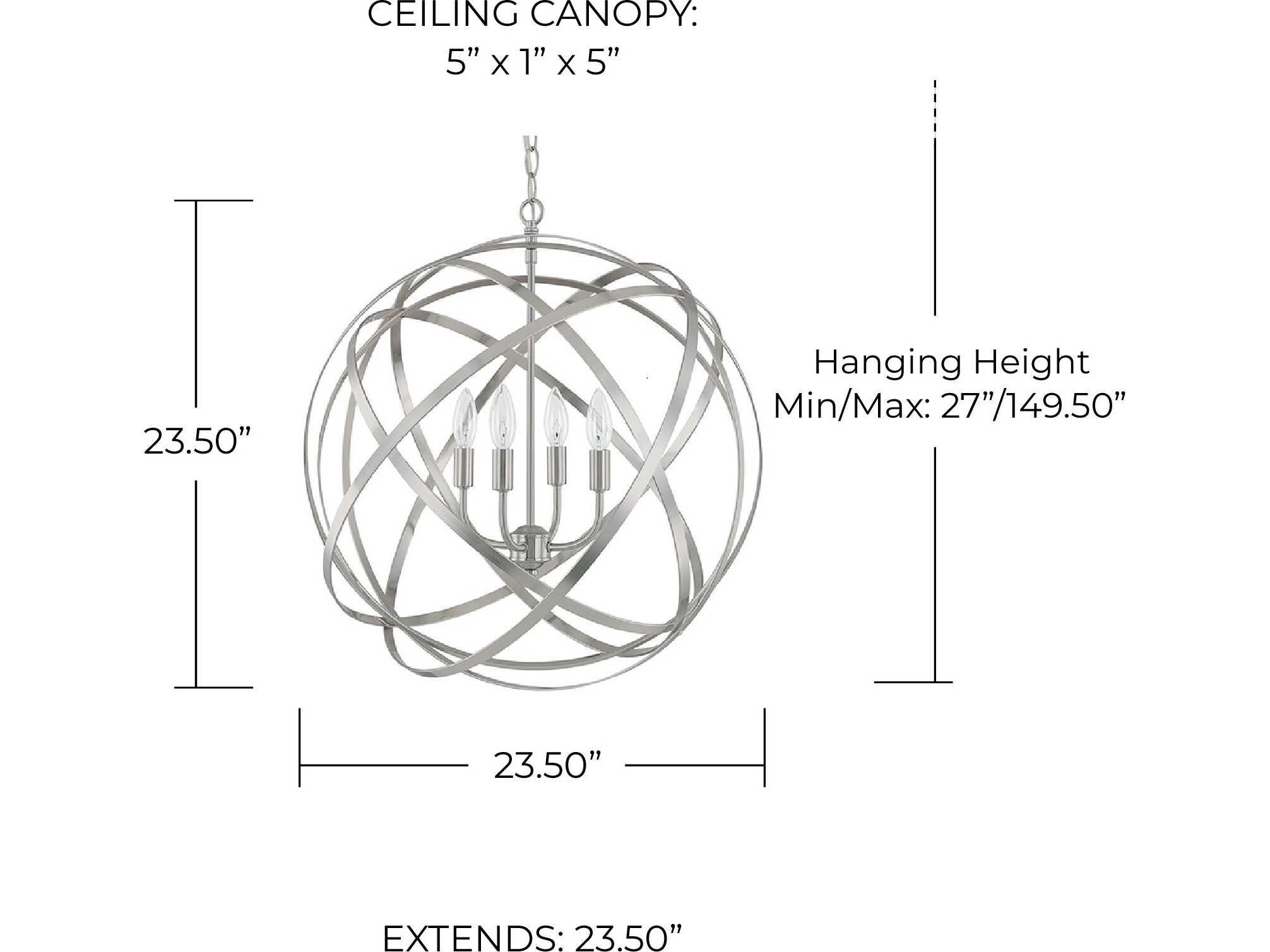Capital Lighting Axis 4-Light Brushed Nickel Candelabra Globe Chandelier