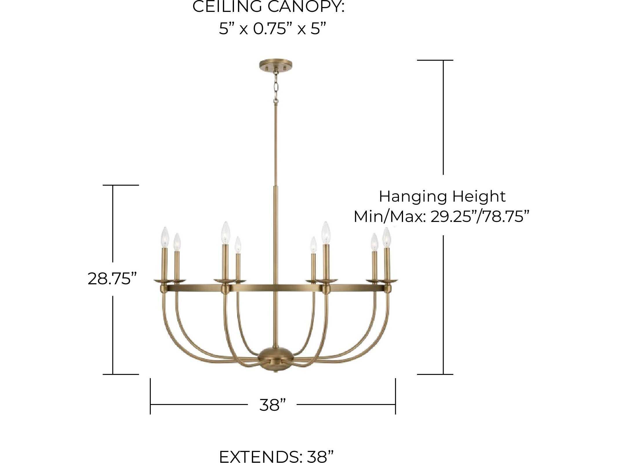 Capital Lighting Rylann 8-Light Aged Brass Candelabra Chandelier