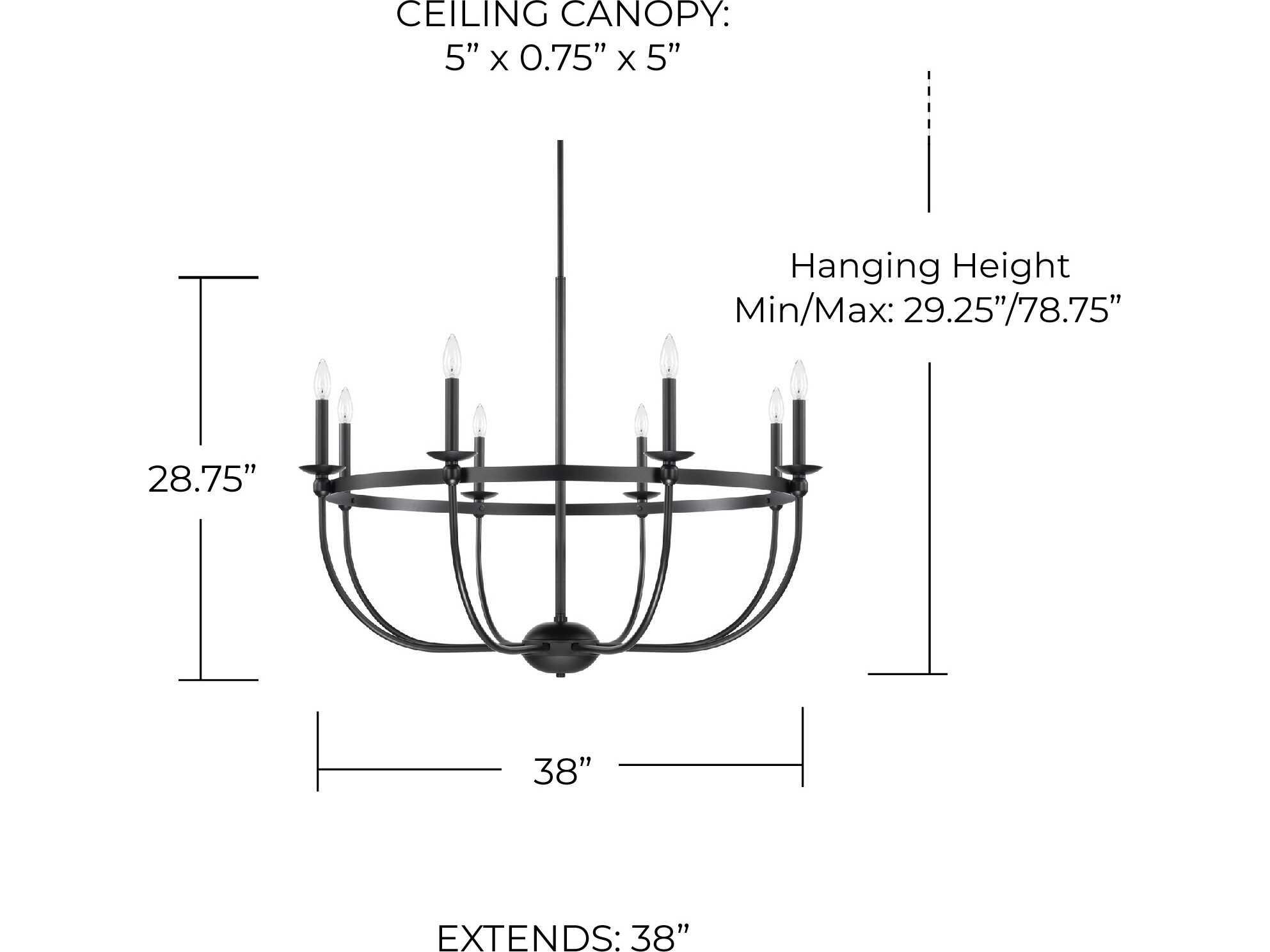 Capital Lighting Rylann 8-Light Matte Black Candelabra Chandelier