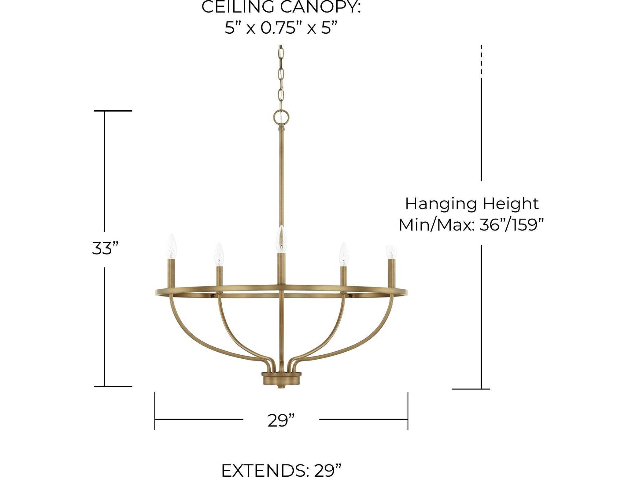 Capital Lighting Greyson 5-Light Aged Brass Candelabra Chandelier