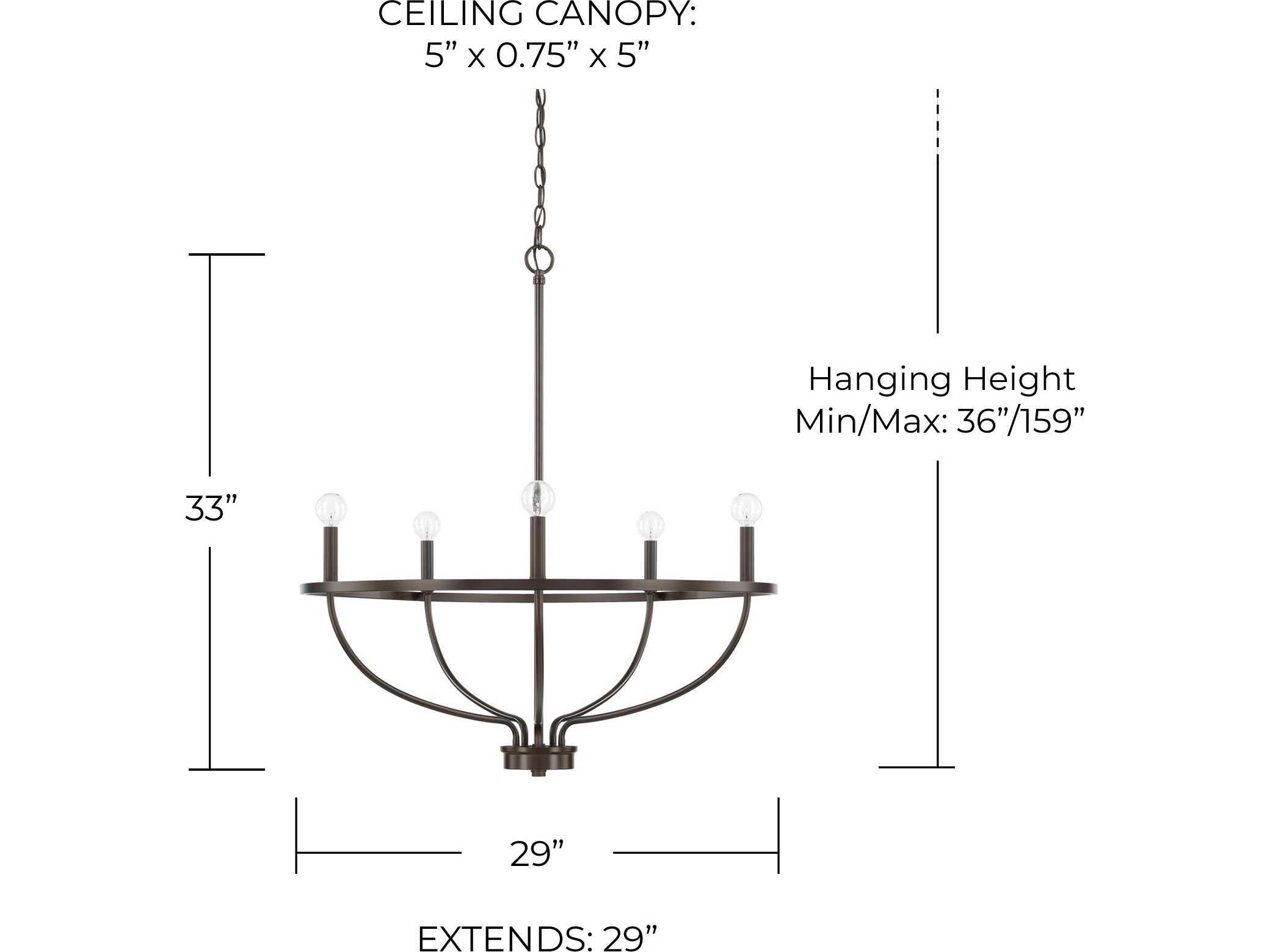 Capital Lighting Greyson 5-Light Bronze Candelabra Chandelier