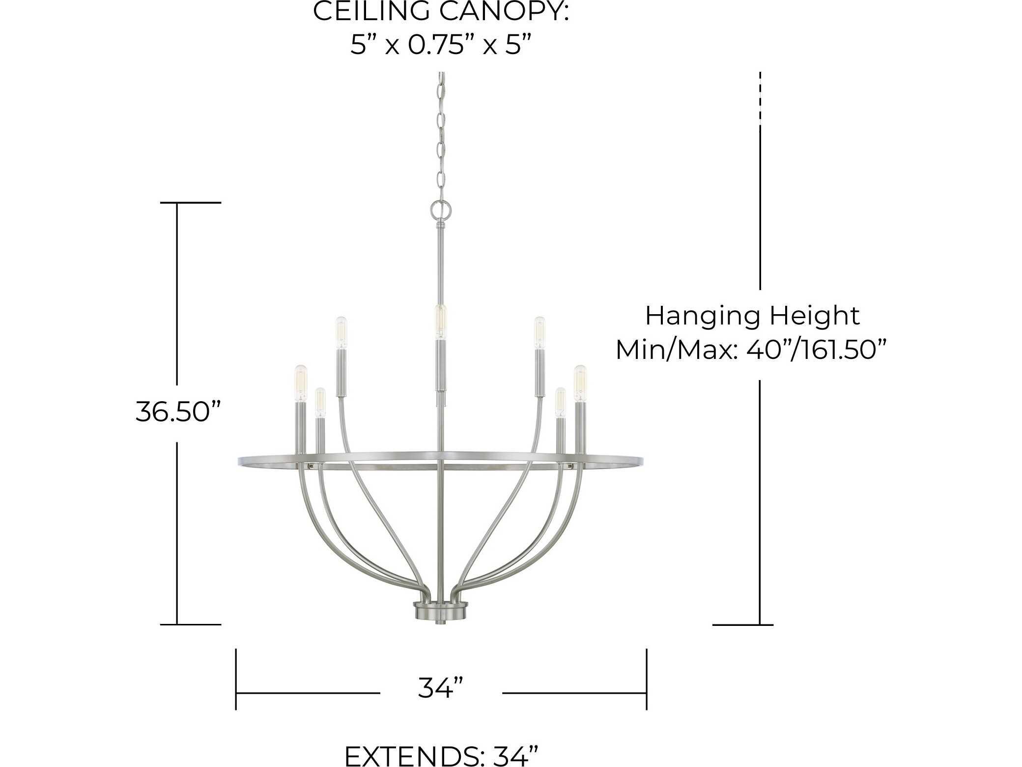 Capital Lighting Greyson 8-Light Brushed Nickel Candelabra Chandelier