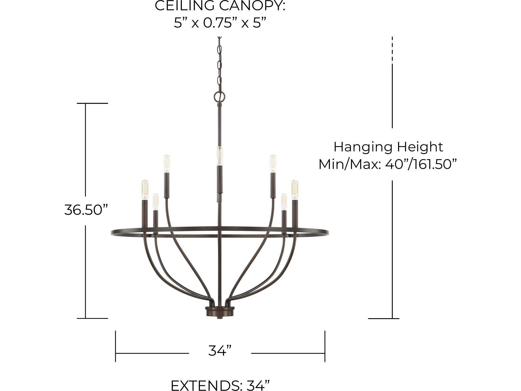 Capital Lighting Greyson 8-Light Bronze Candelabra Chandelier