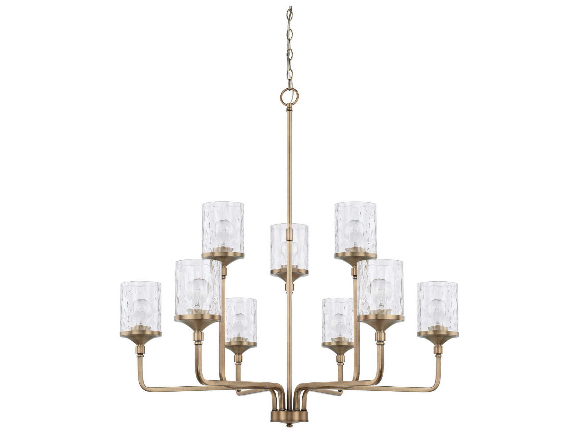 Capital Lighting Colton 9-Light Aged Brass Glass Cylinder Chandelier