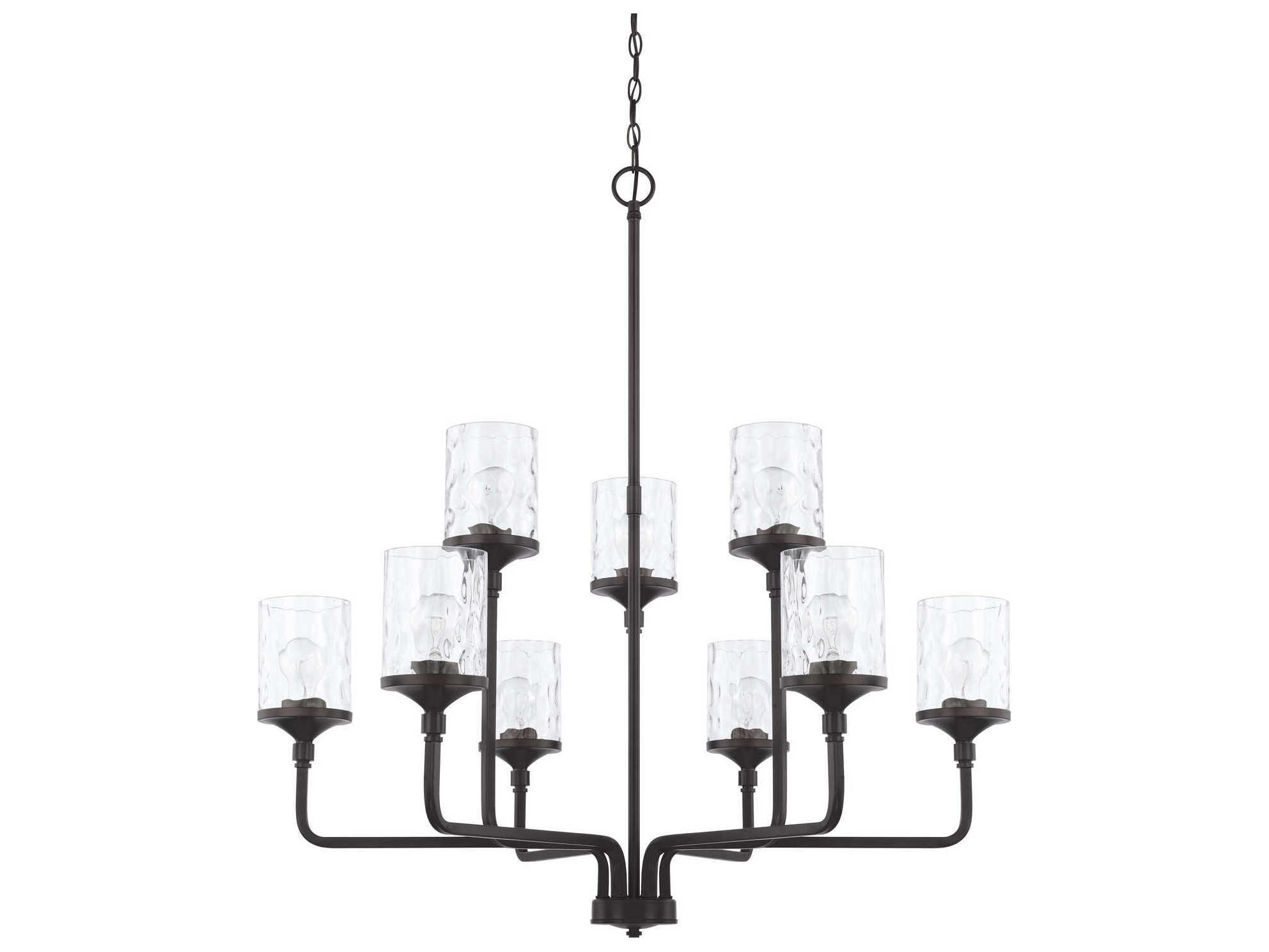 Capital Lighting Colton 9-Light Matte Black Glass Cylinder Chandelier
