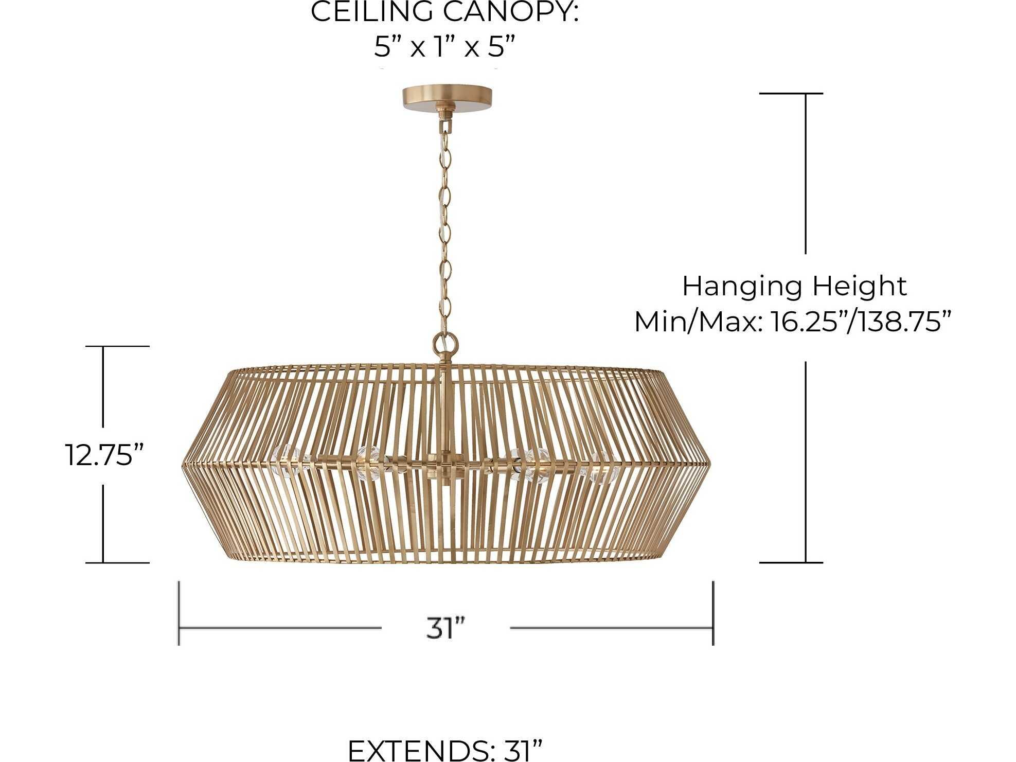 Capital Lighting Kaiya 6-Light Matte Brass Drum Chandelier