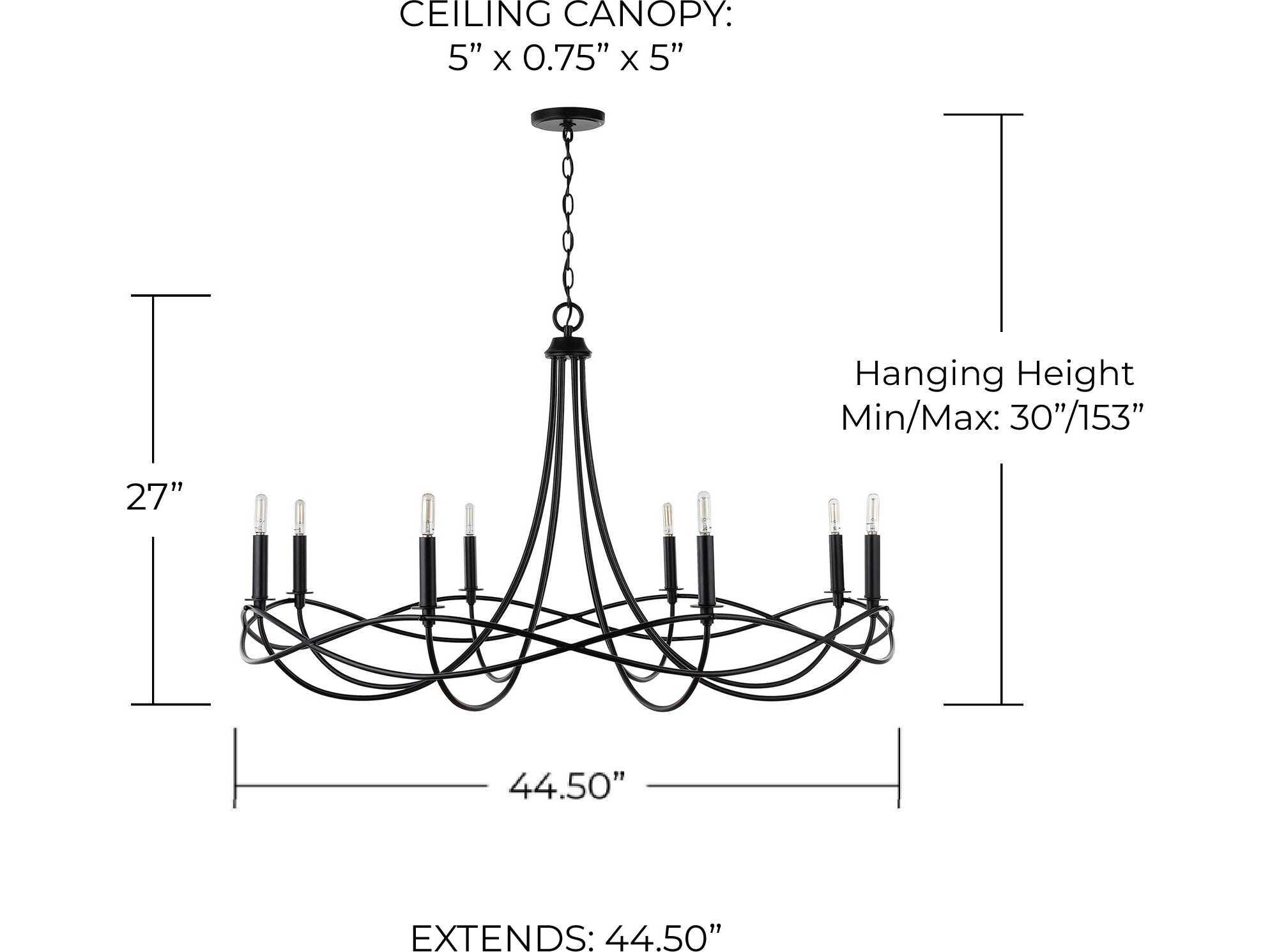 Capital Lighting Sonnet 8-Light Matte Black Candelabra Chandelier
