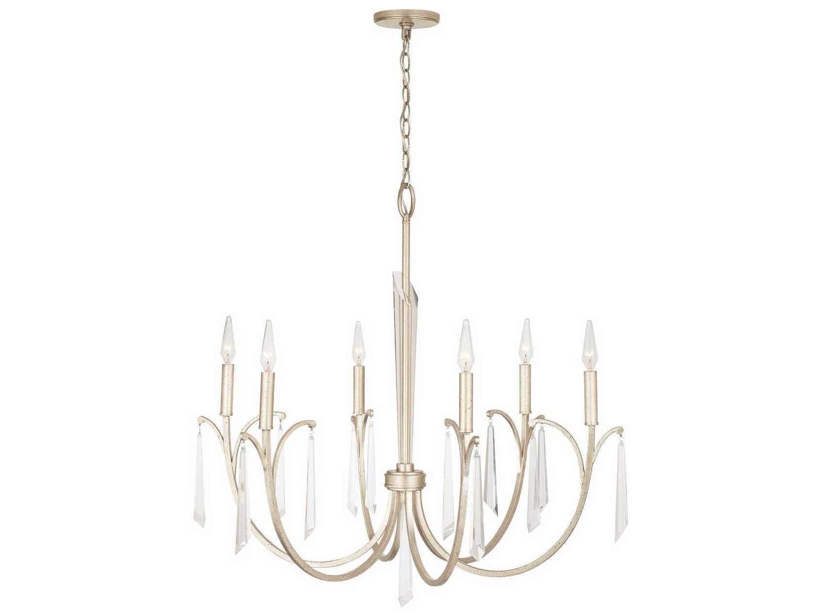 Capital Lighting Gwyneth 6-Light Winter Gold Crystal Candelabra Chandelier