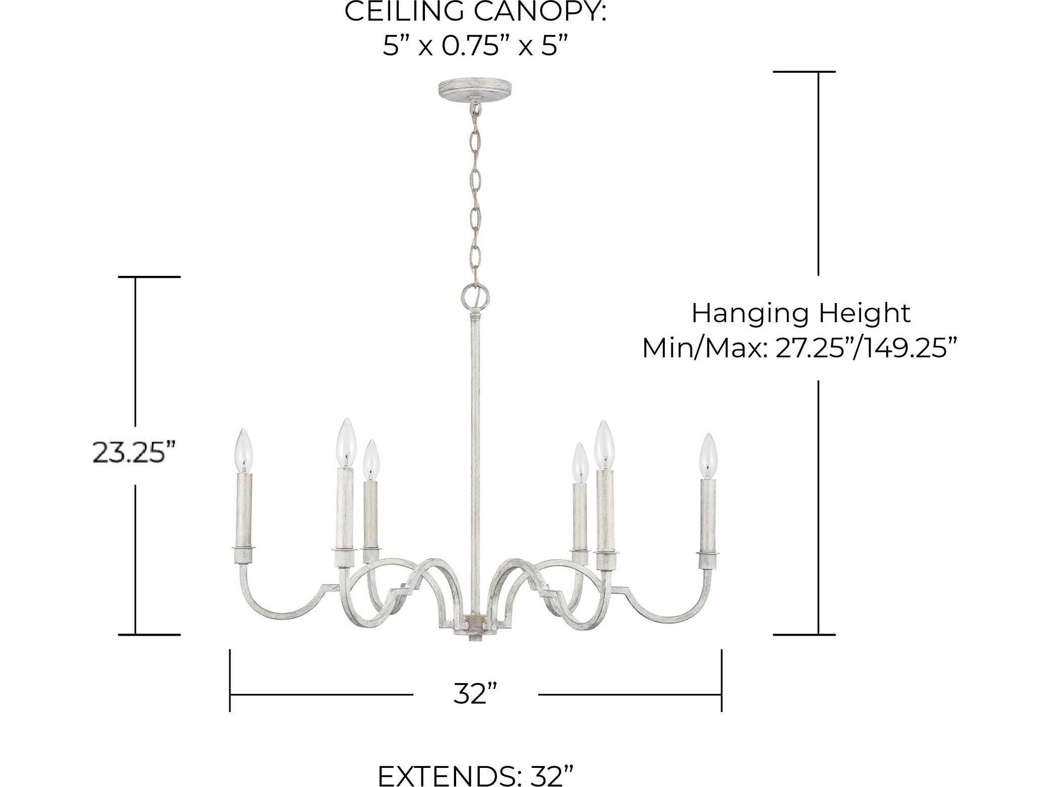 Capital Lighting Demi 6-Light Winter White Candelabra Chandelier