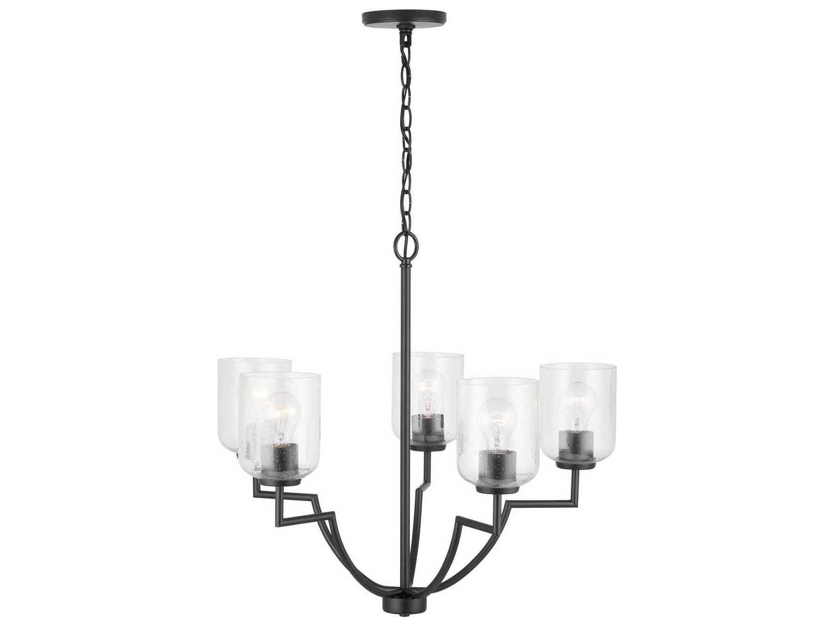 Capital Lighting Carter 5-Light Matte Black Glass Cylinder Chandelier