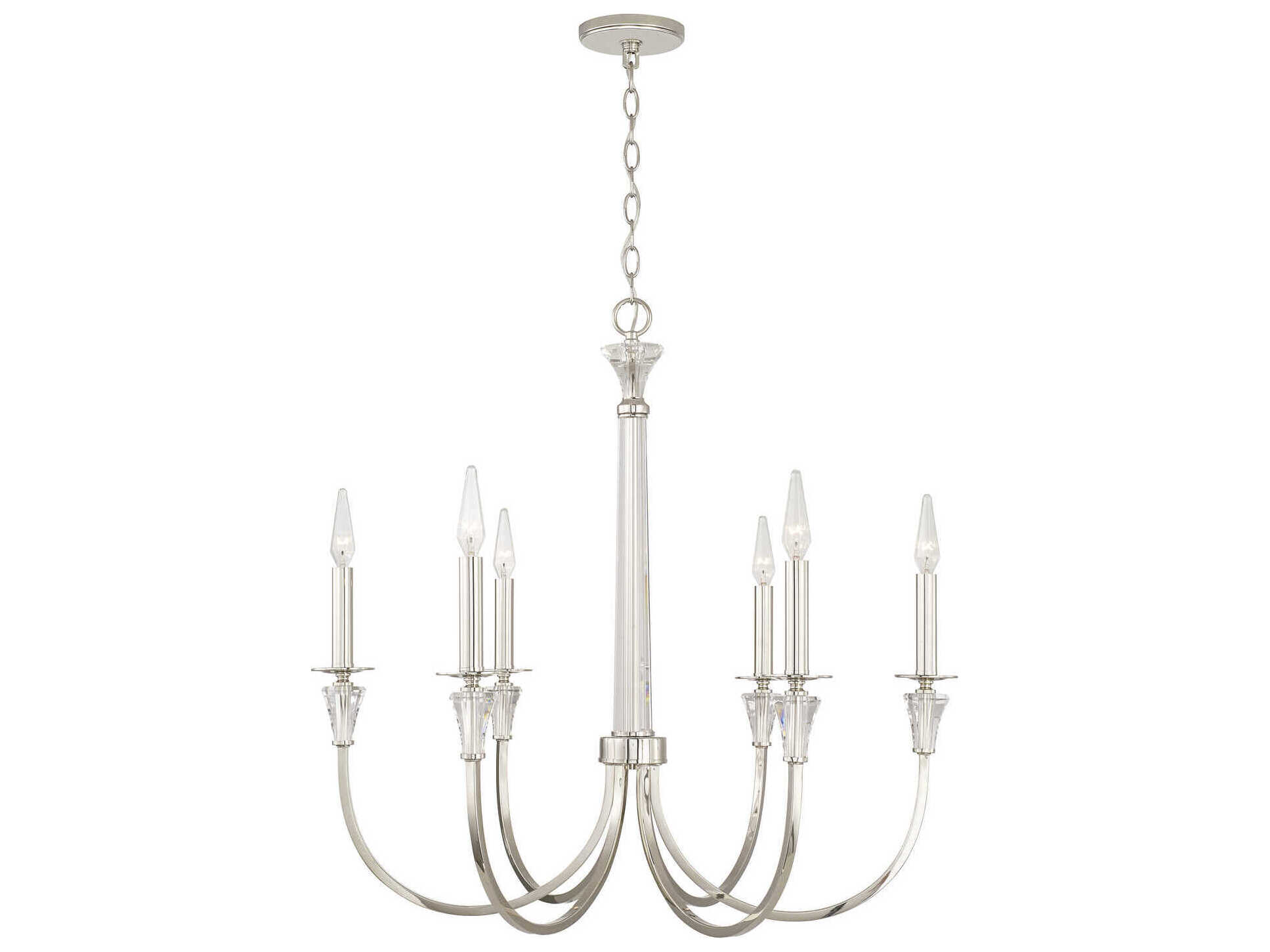 Capital Lighting Laurent 6-Light Polished Nickel Crystal Candelabra Chandelier