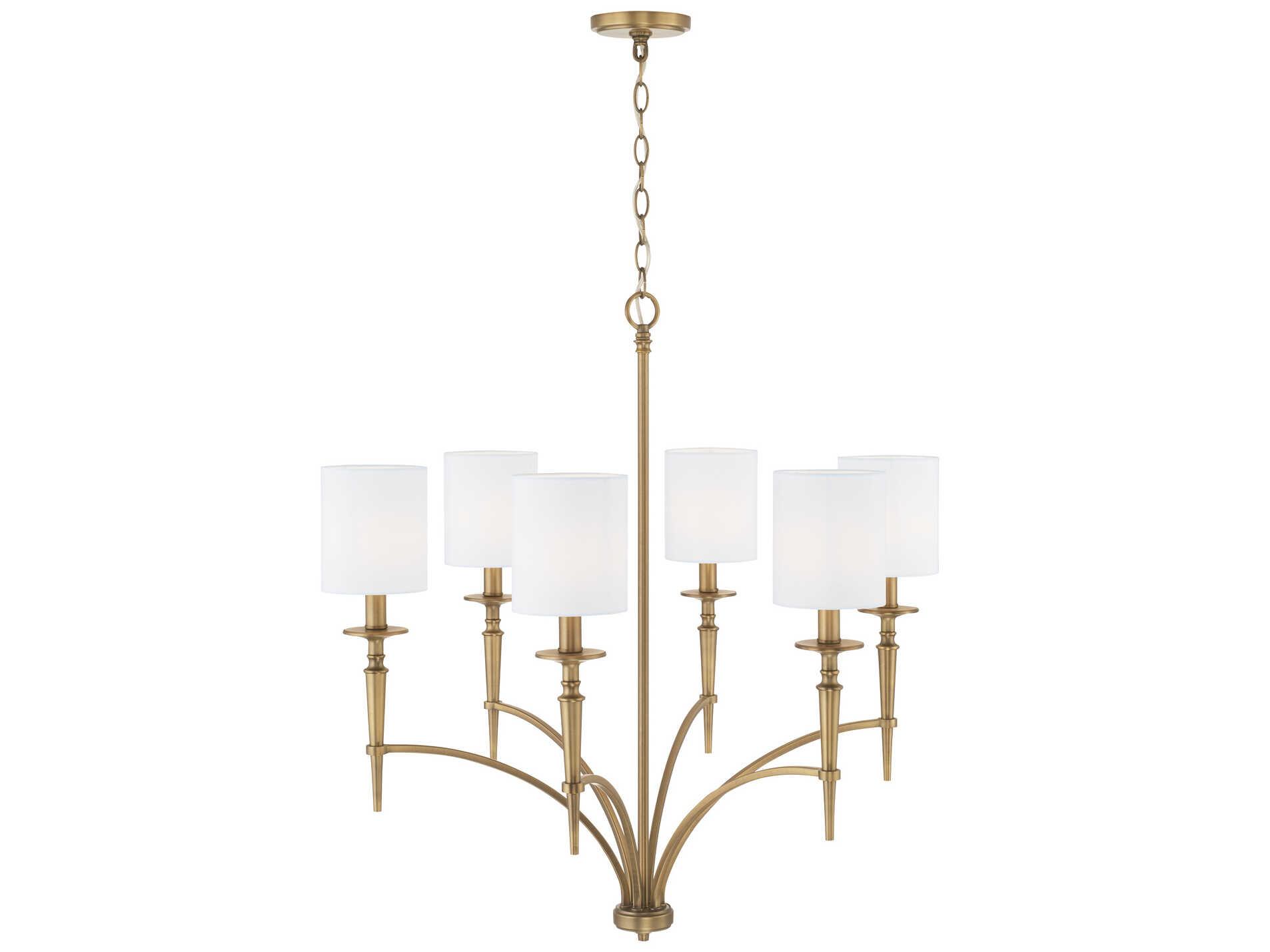 Capital Lighting Abbie 6-Light Aged Brass Candelabra Cylinder Chandelier