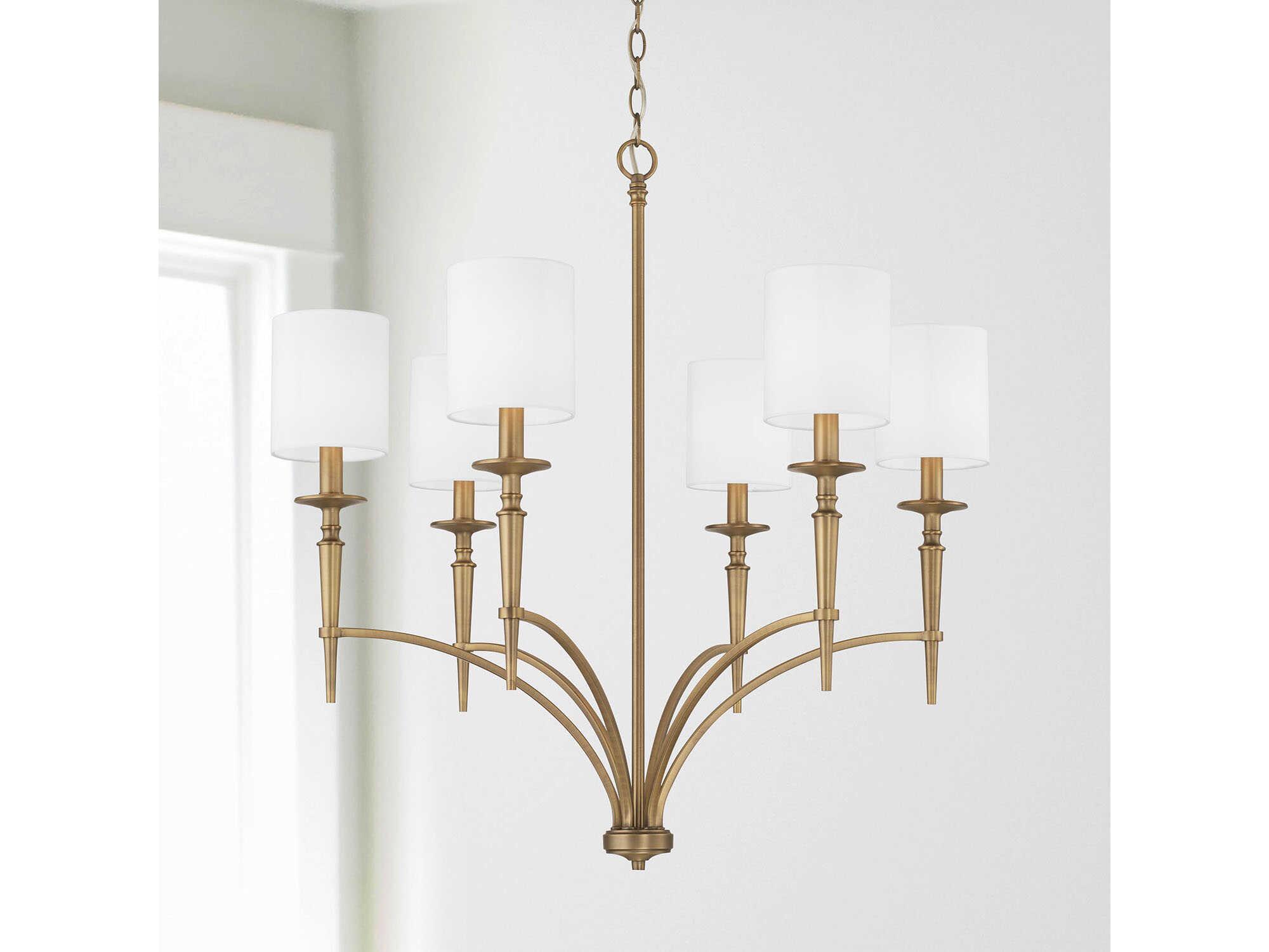 Capital Lighting Abbie 6-Light Aged Brass Candelabra Cylinder Chandelier
