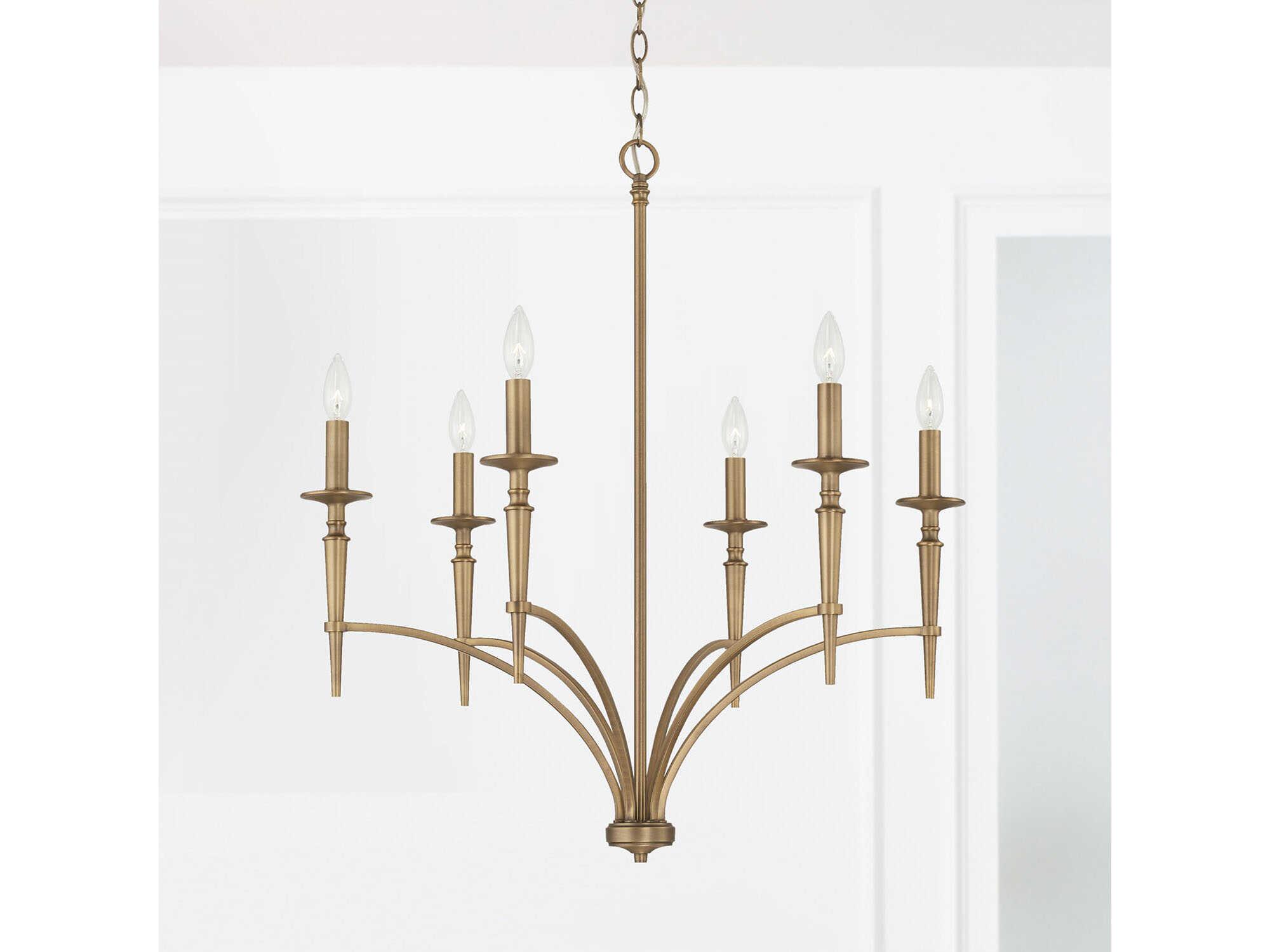Capital Lighting Abbie 6-Light Aged Brass Candelabra Cylinder Chandelier