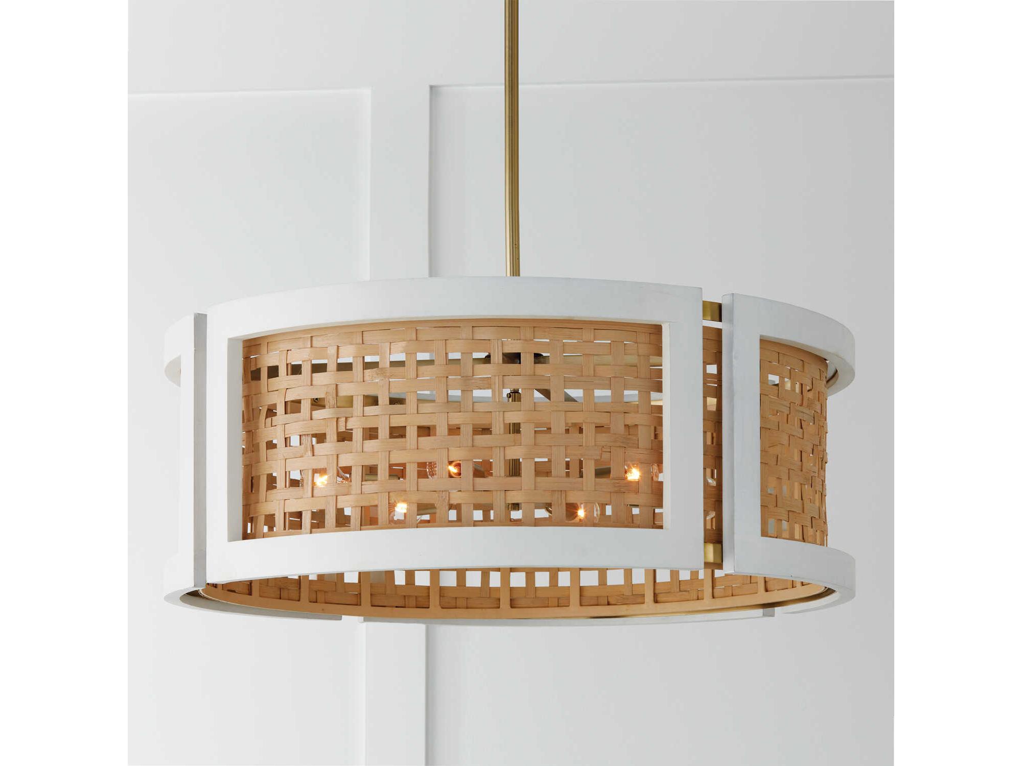 Capital Lighting Lola 6-Light Flat White And Matte Brass Drum Chandelier