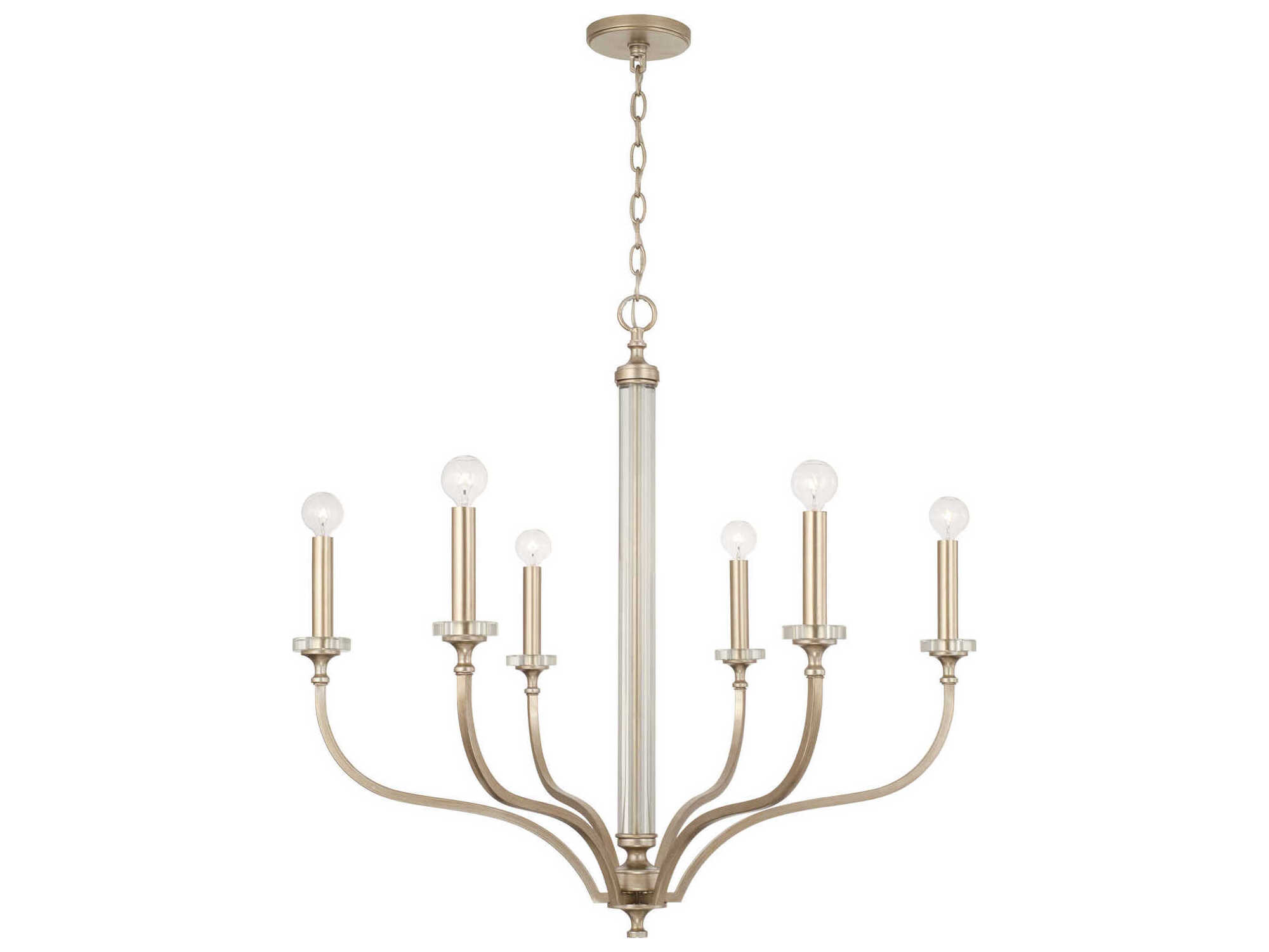 Capital Lighting Breigh 6-Light Brushed Champagne Brass Candelabra Chandelier