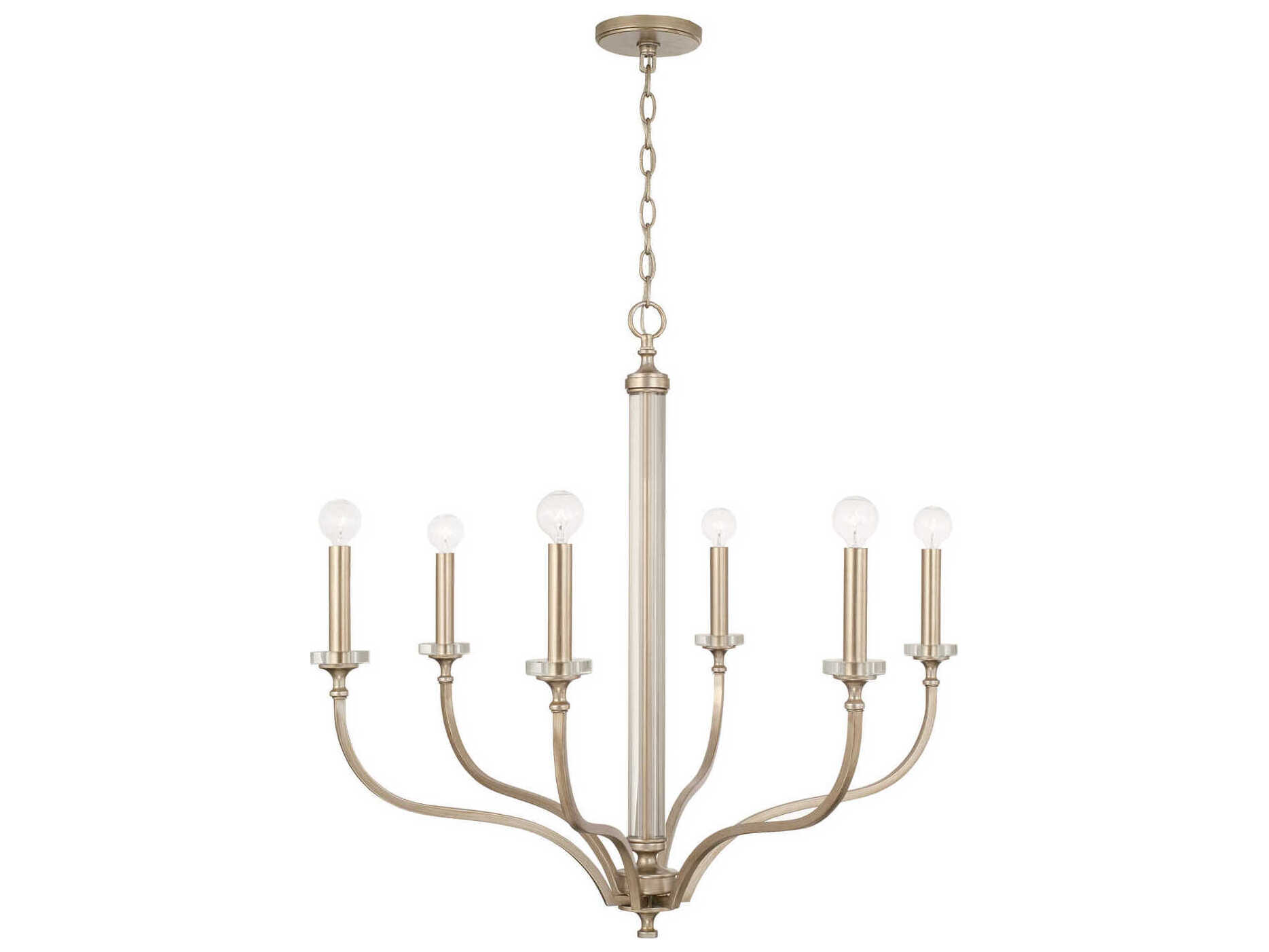 Capital Lighting Breigh 6-Light Brushed Champagne Brass Candelabra Chandelier