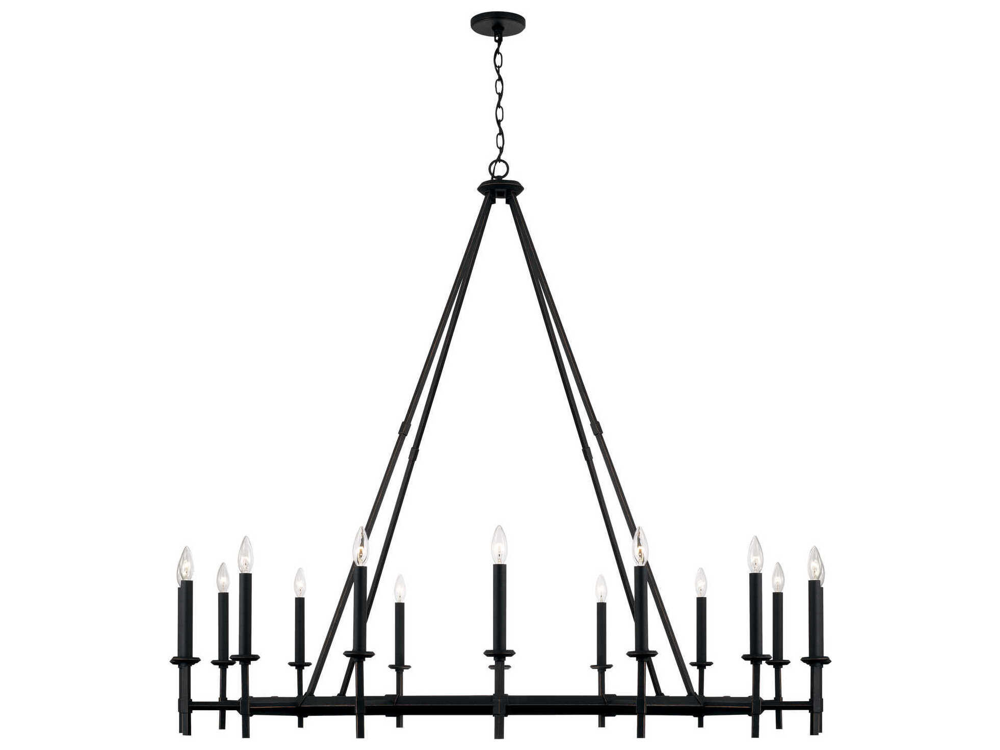 Capital Lighting Ogden 16-Light6-Light Brushed Black Iron Candelabra Round Chandelier