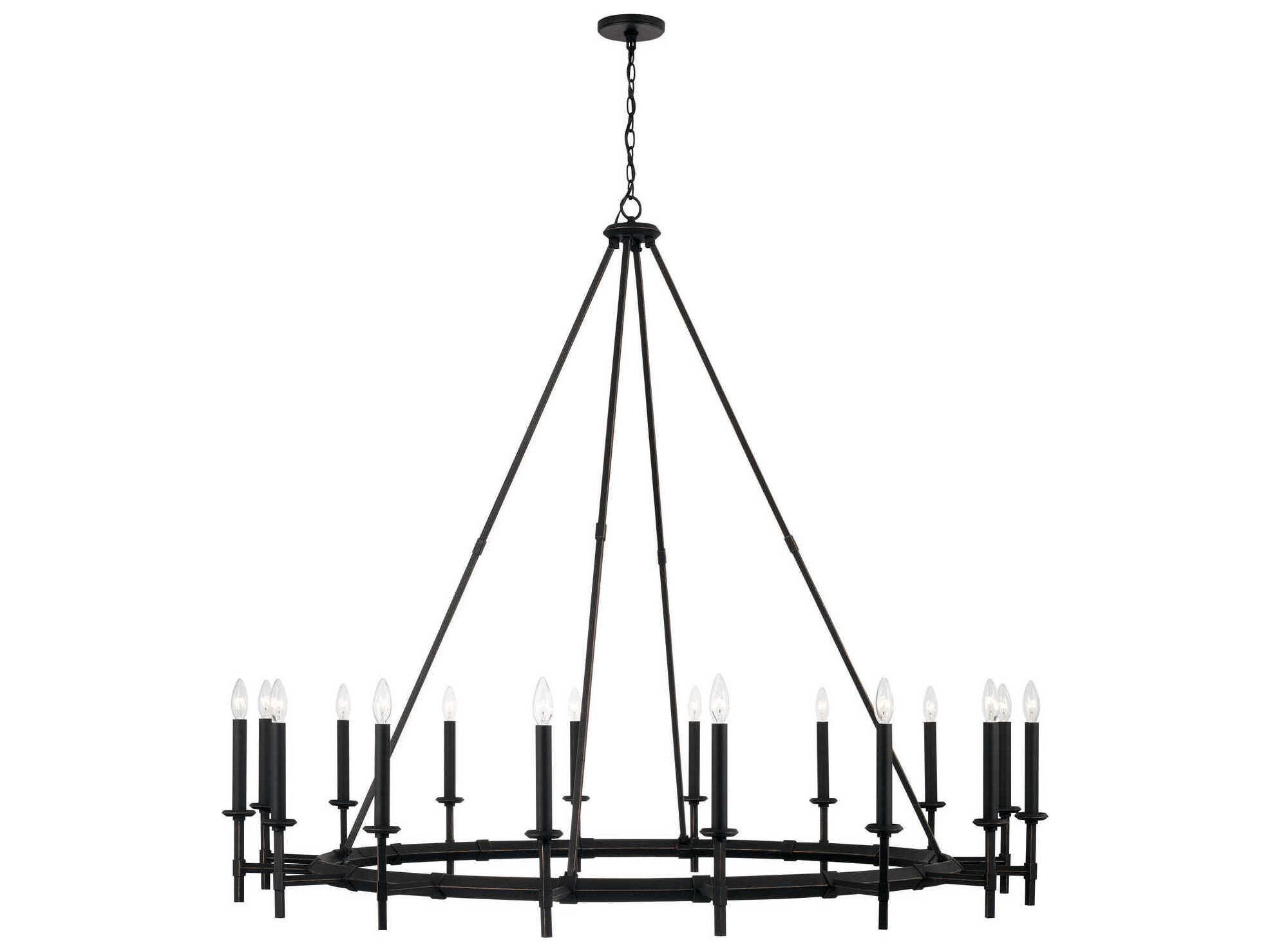 Capital Lighting Ogden 16-Light6-Light Brushed Black Iron Candelabra Round Chandelier