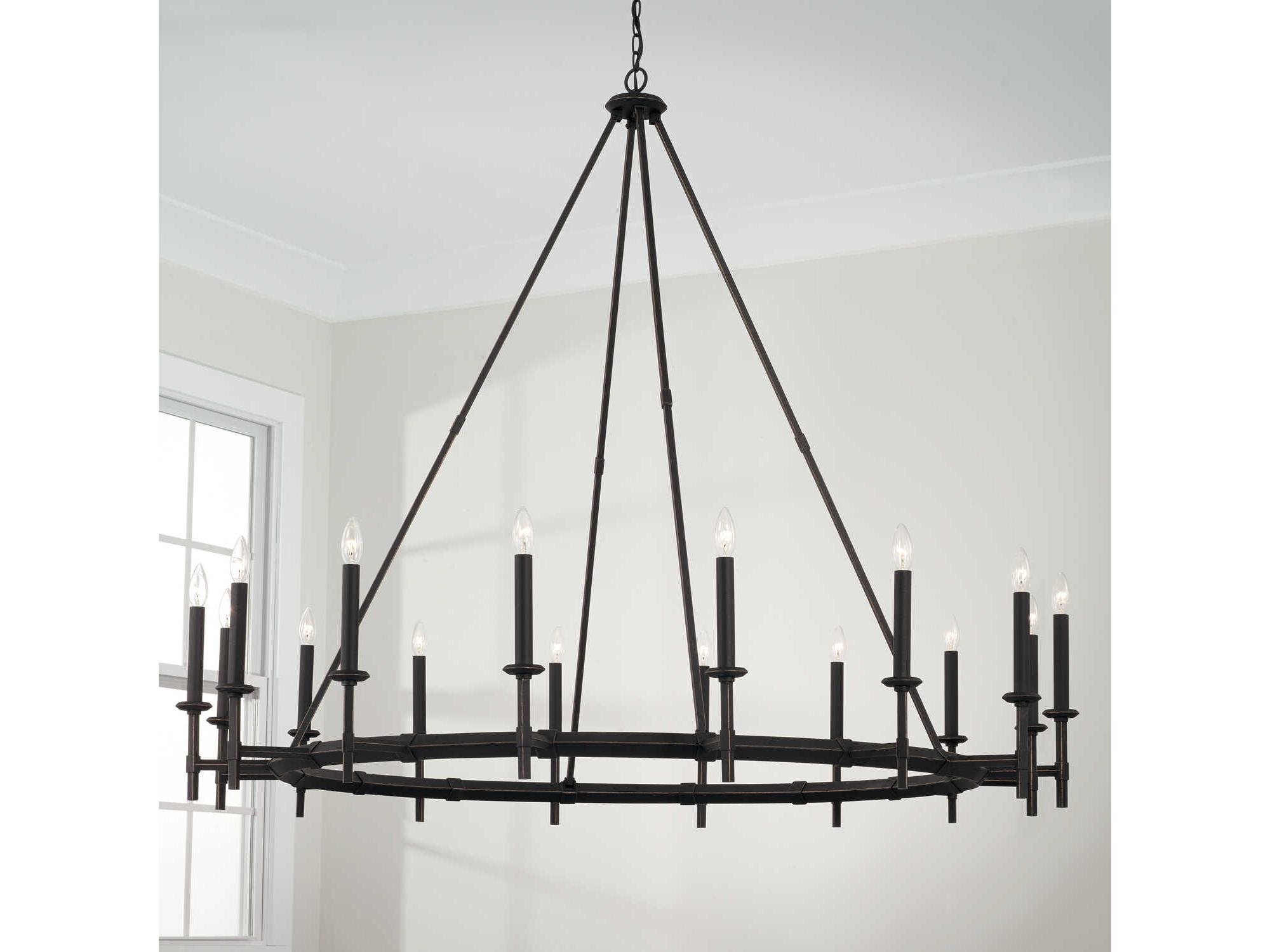 Capital Lighting Ogden 16-Light6-Light Brushed Black Iron Candelabra Round Chandelier