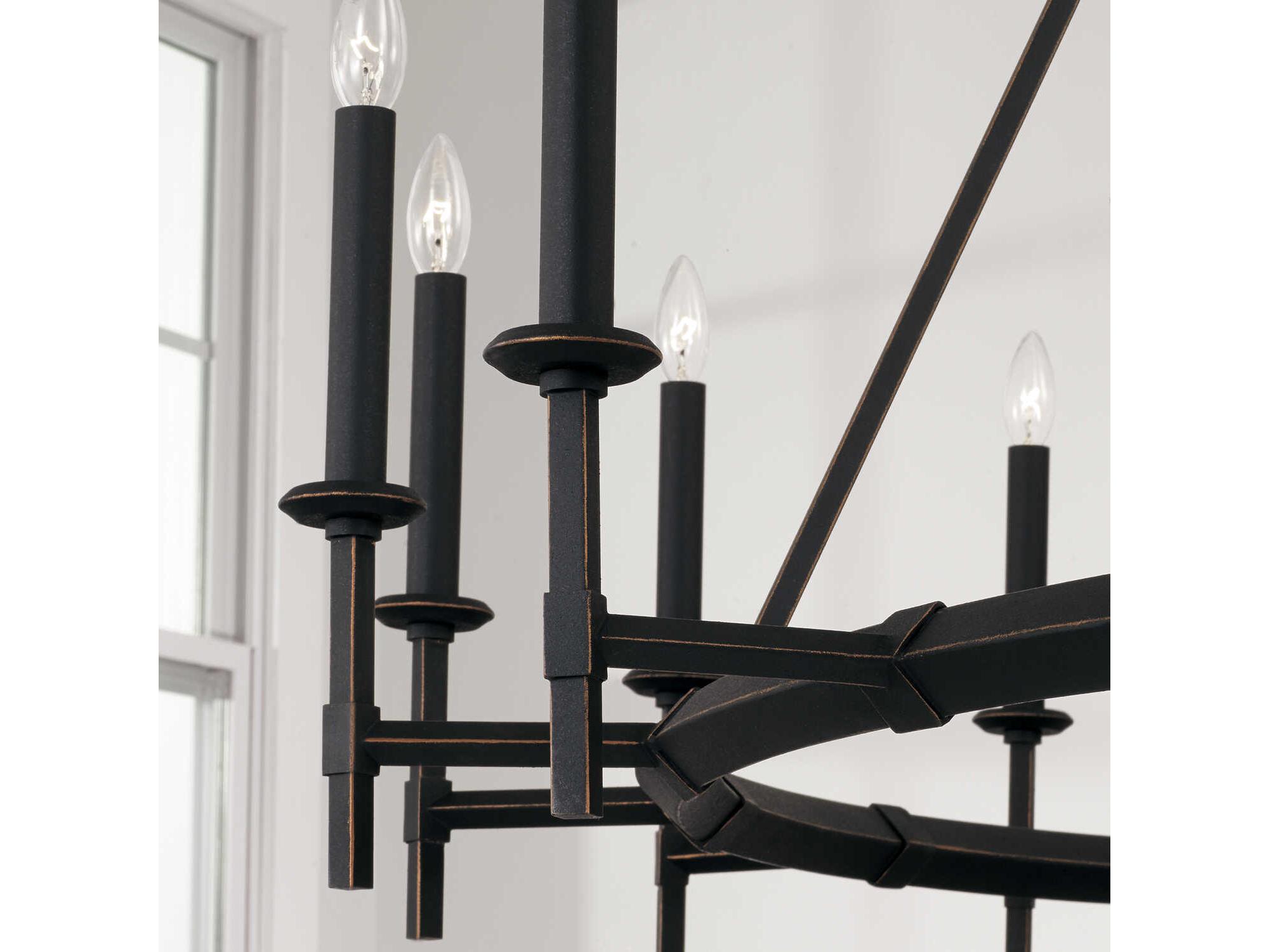 Capital Lighting Ogden 16-Light6-Light Brushed Black Iron Candelabra Round Chandelier