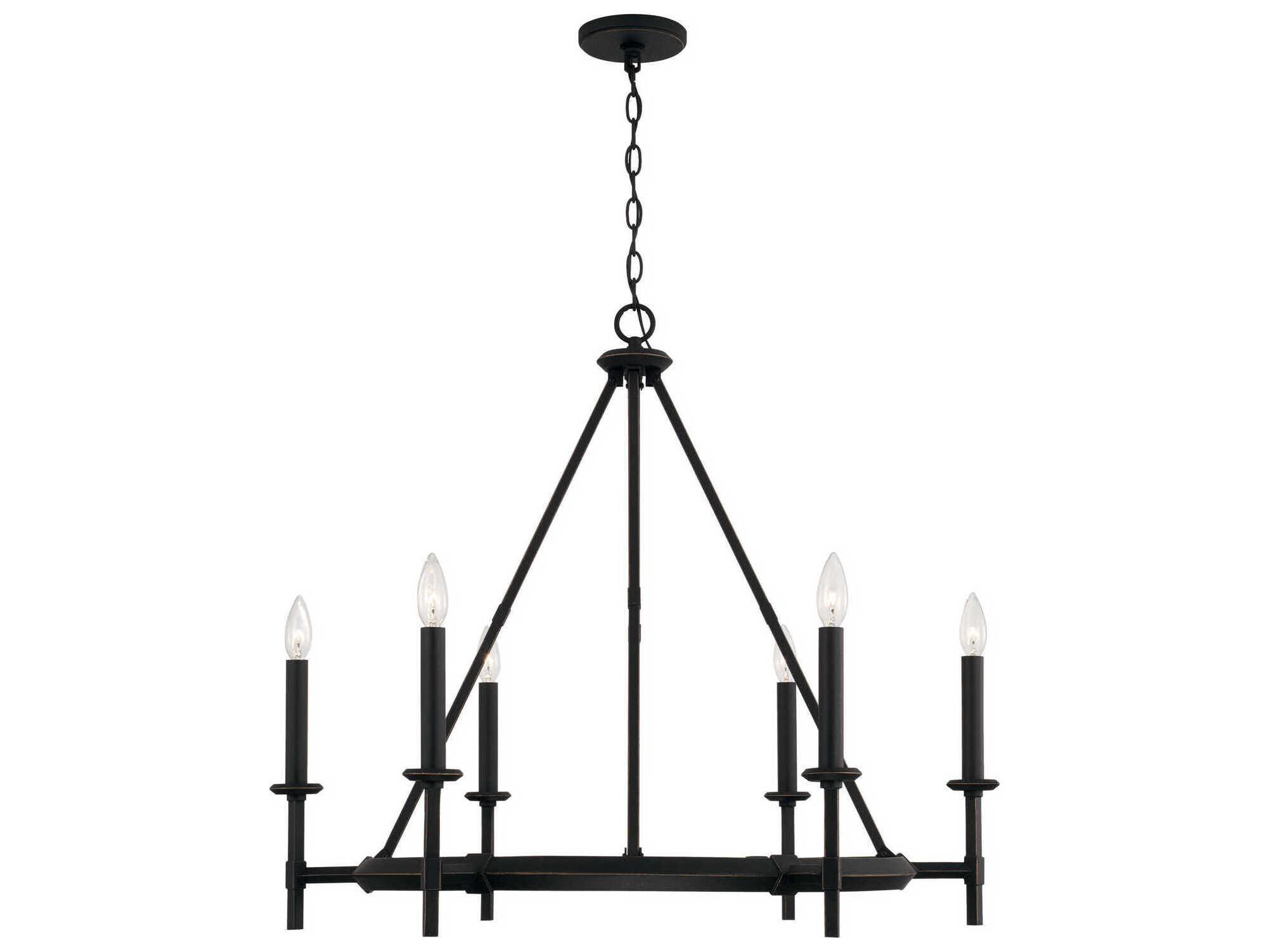 Capital Lighting Ogden 6-Light Brushed Black Iron Candelabra Round Chandelier