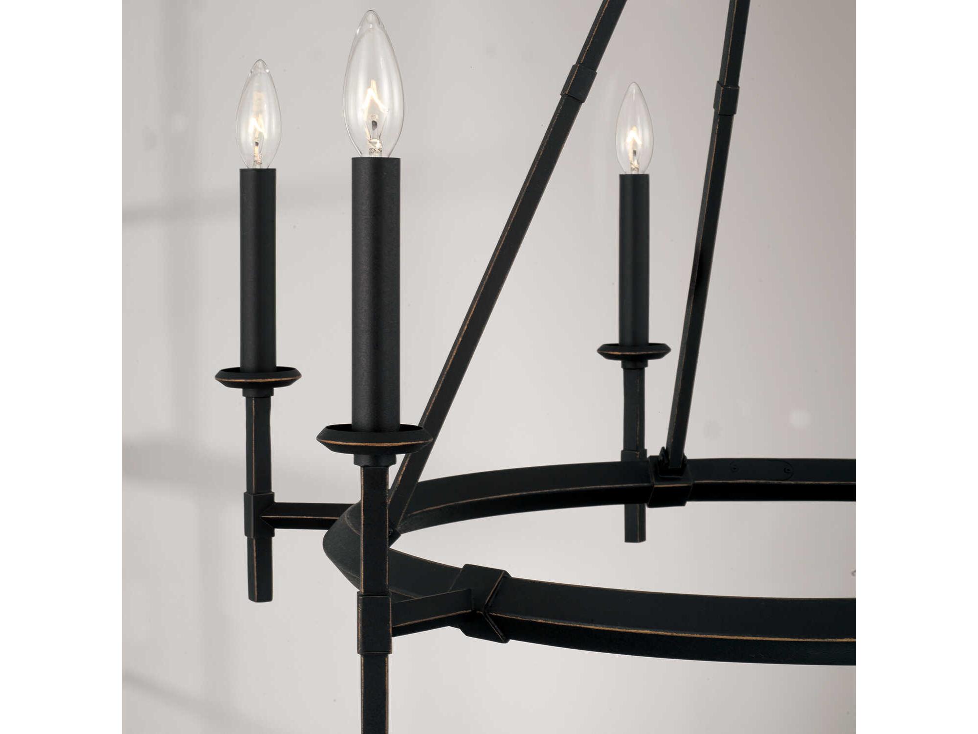 Capital Lighting Ogden 6-Light Brushed Black Iron Candelabra Round Chandelier