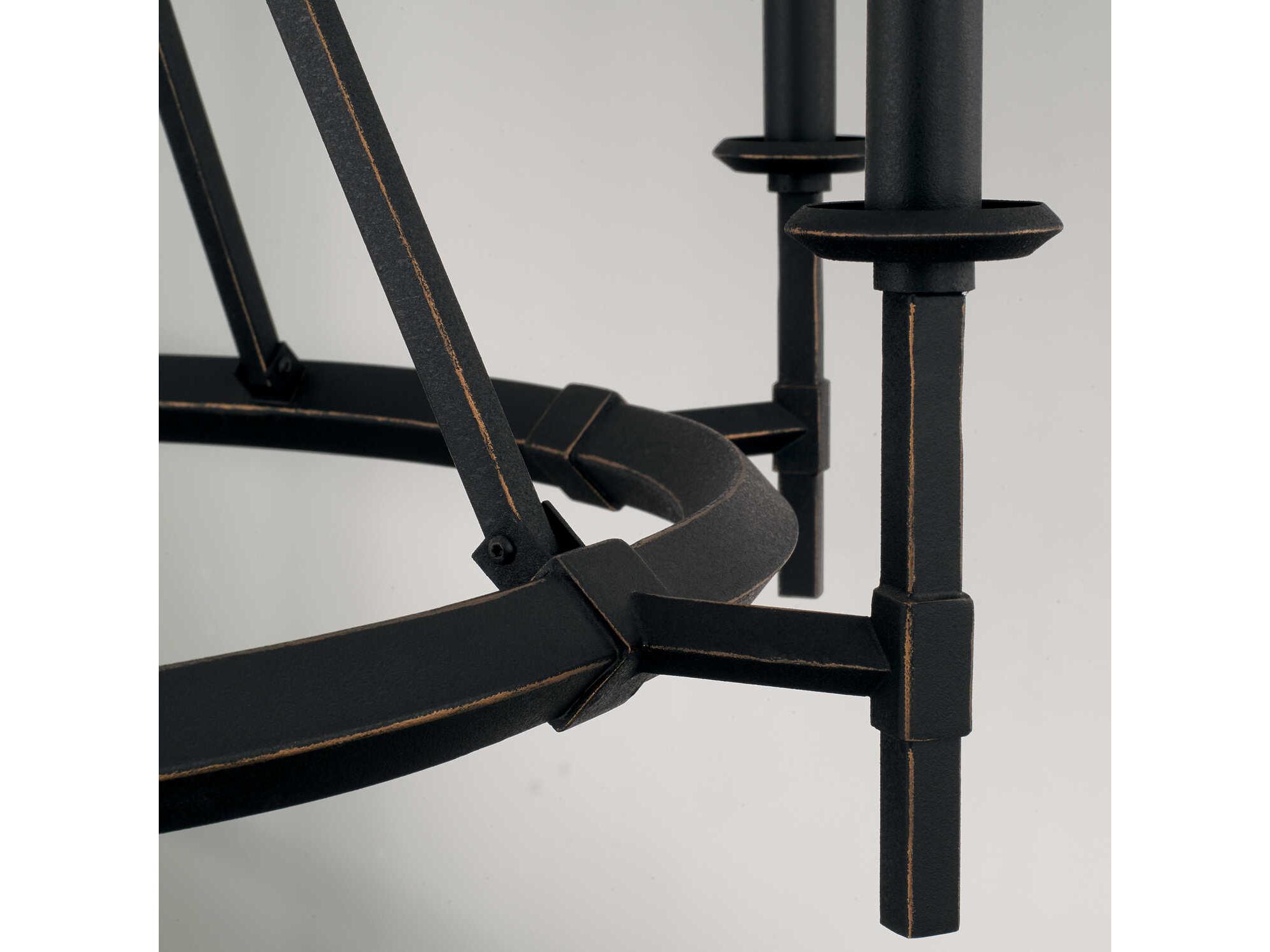 Capital Lighting Ogden 6-Light Brushed Black Iron Candelabra Round Chandelier