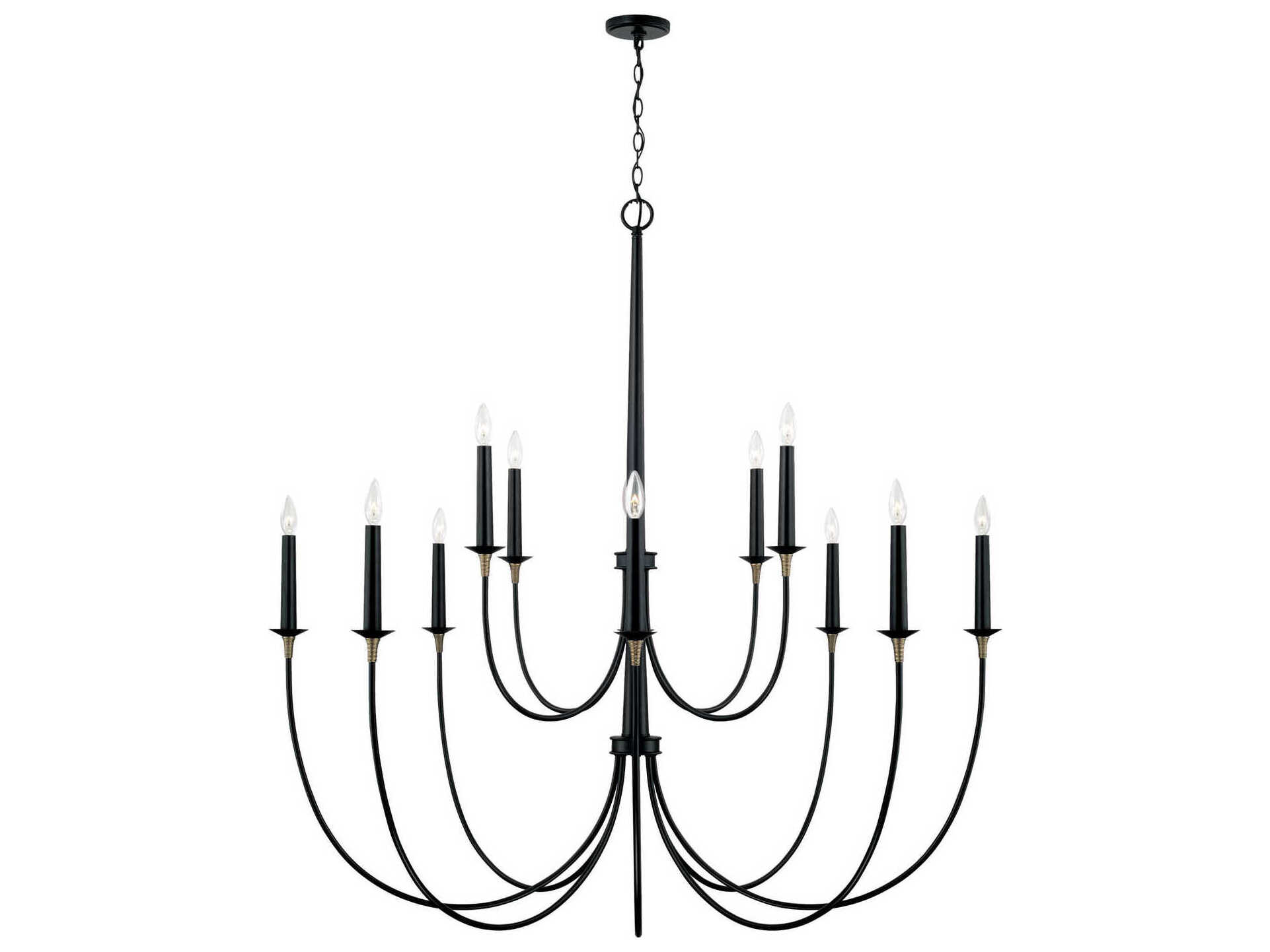 Capital Lighting Amara 12-Light Matte Black With Brass Candelabra Tiered Chandelier