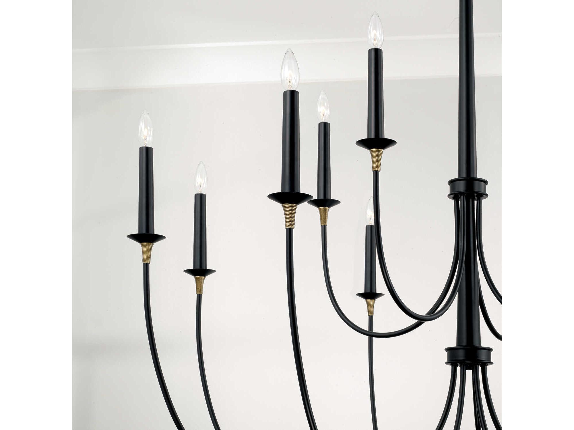 Capital Lighting Amara 12-Light Matte Black With Brass Candelabra Tiered Chandelier