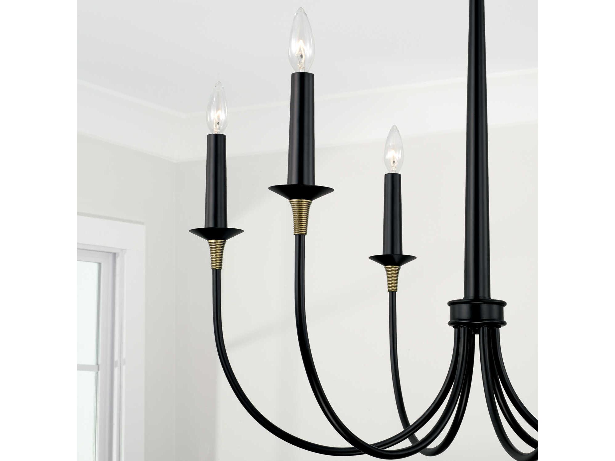Capital Lighting Amara 6-Light Matte Black With Brass Candelabra Chandelier