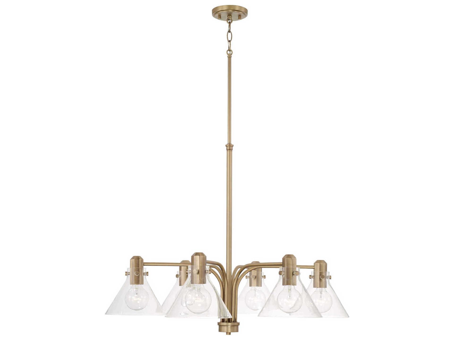 Capital Lighting Greer 6-Light Aged Brass Glass Chandelier