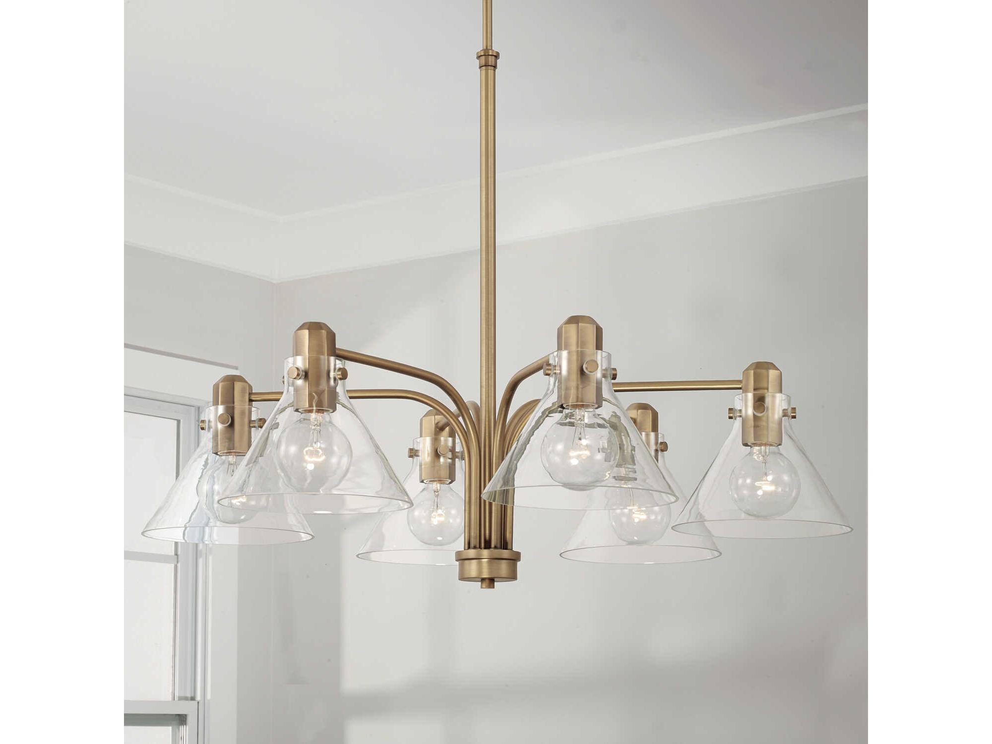 Capital Lighting Greer 6-Light Aged Brass Glass Chandelier