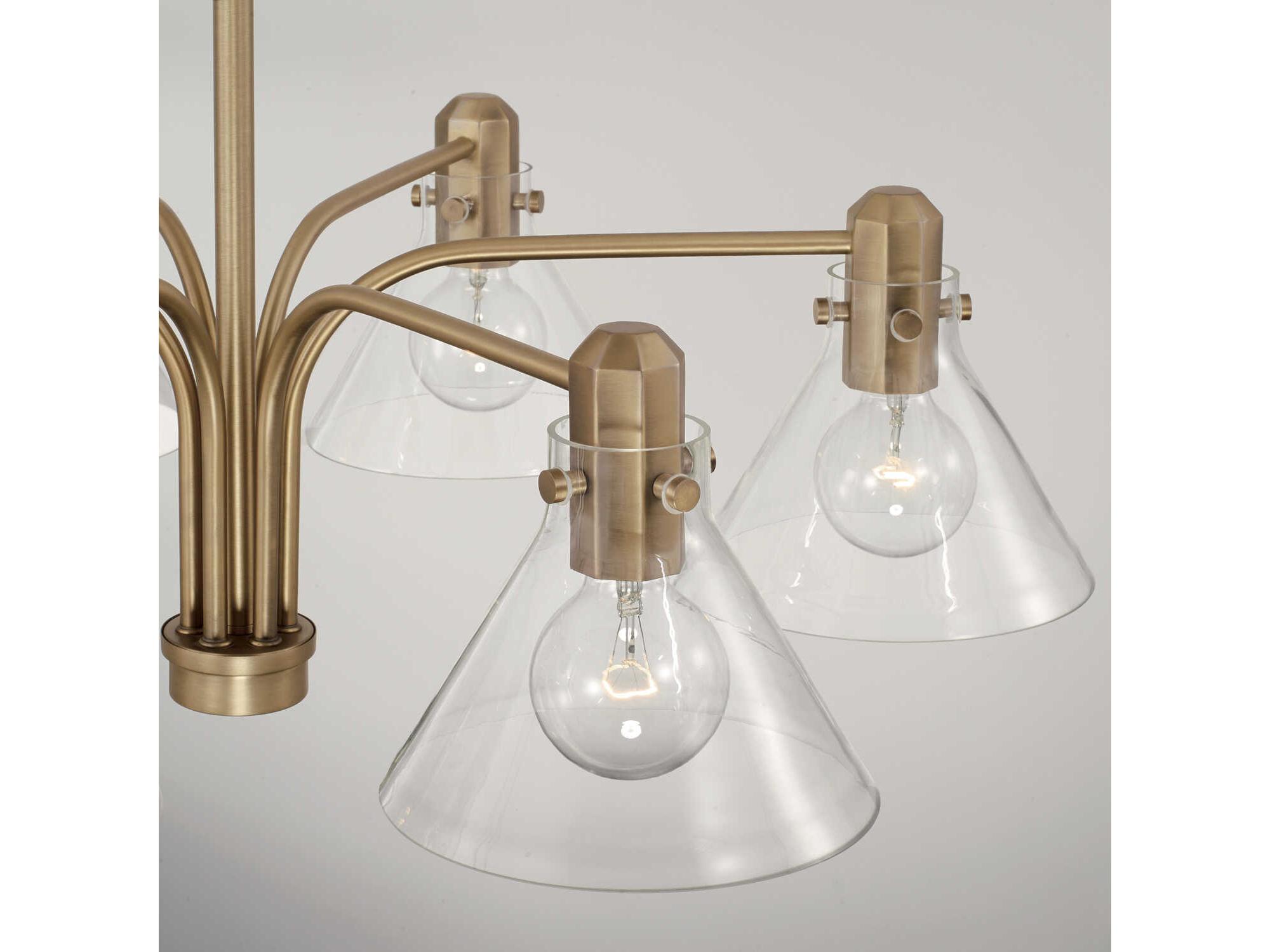 Capital Lighting Greer 6-Light Aged Brass Glass Chandelier