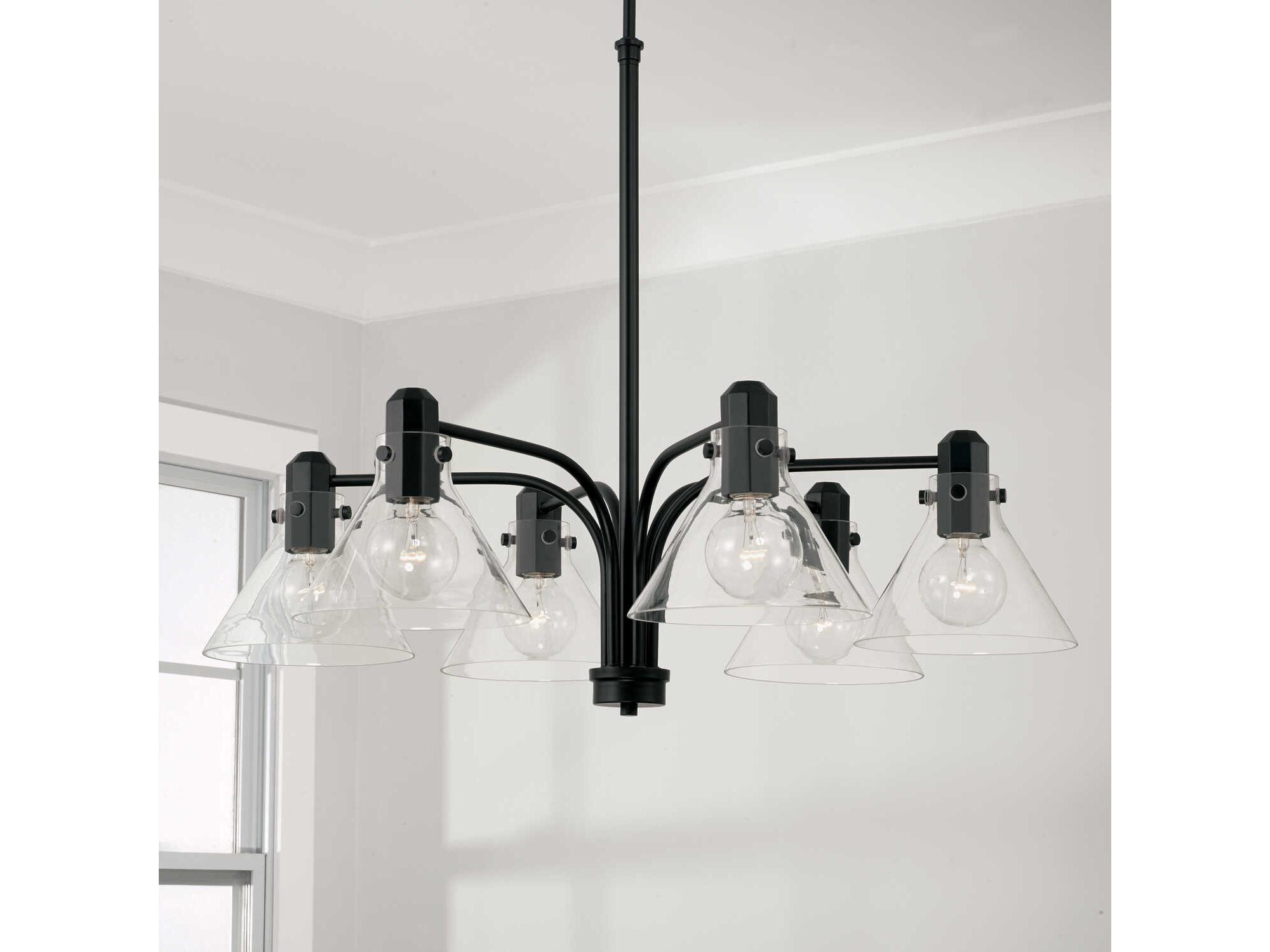 Capital Lighting Greer 6-Light Matte Black Glass Chandelier