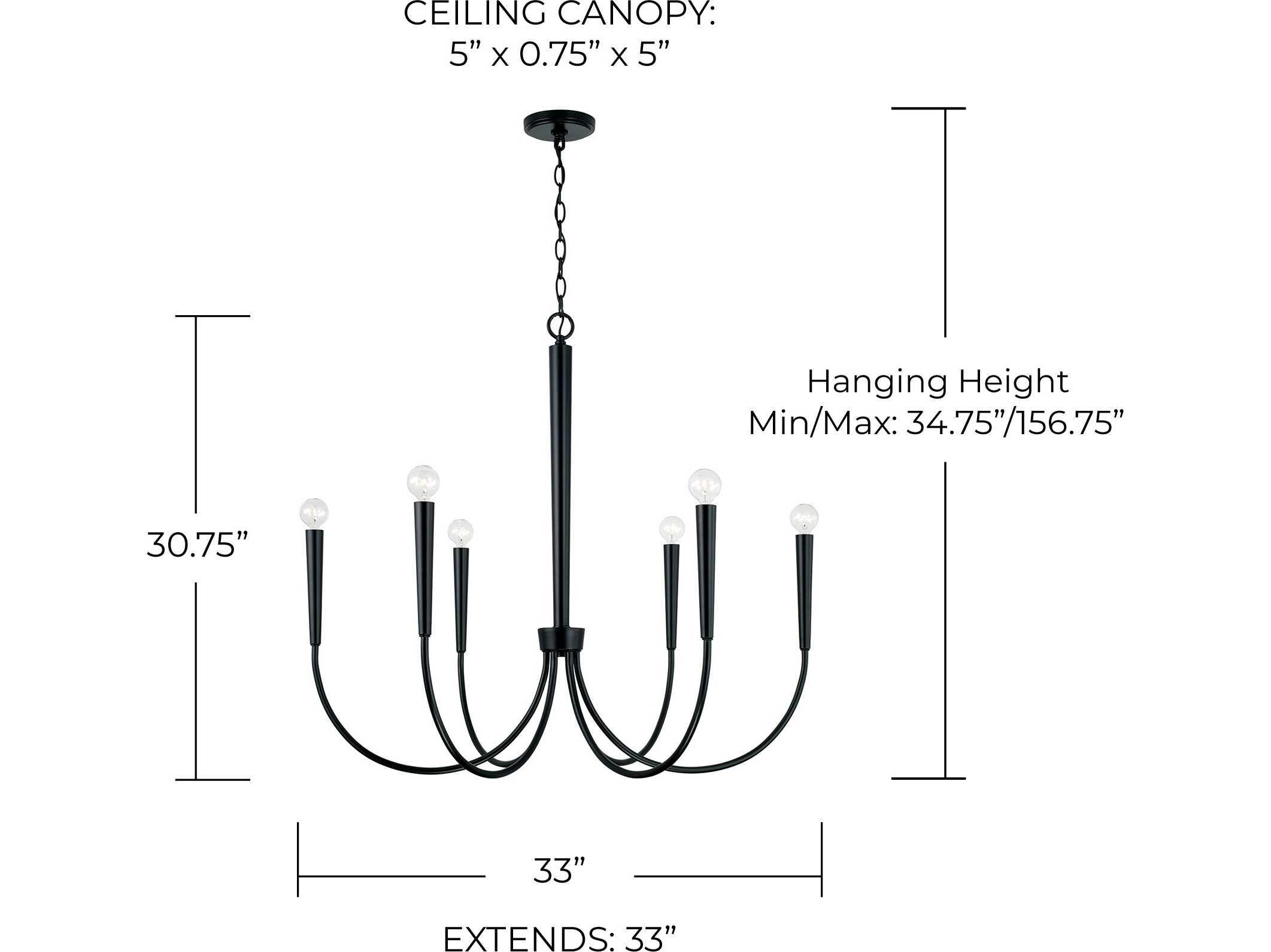 Capital Lighting Holden 6-Light Matte Black Chandelier