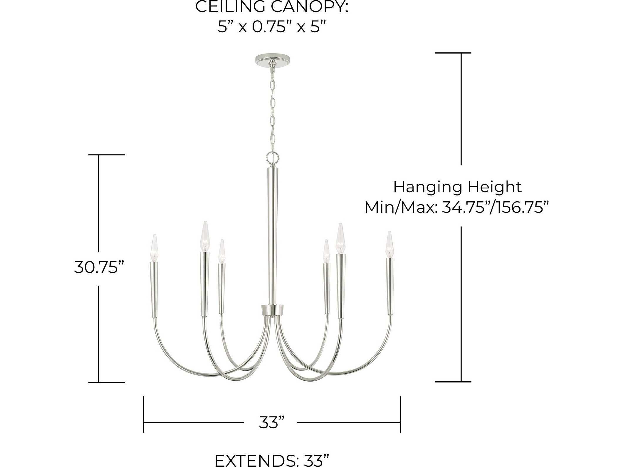 Capital Lighting Holden 6-Light Polished Nickel Chandelier