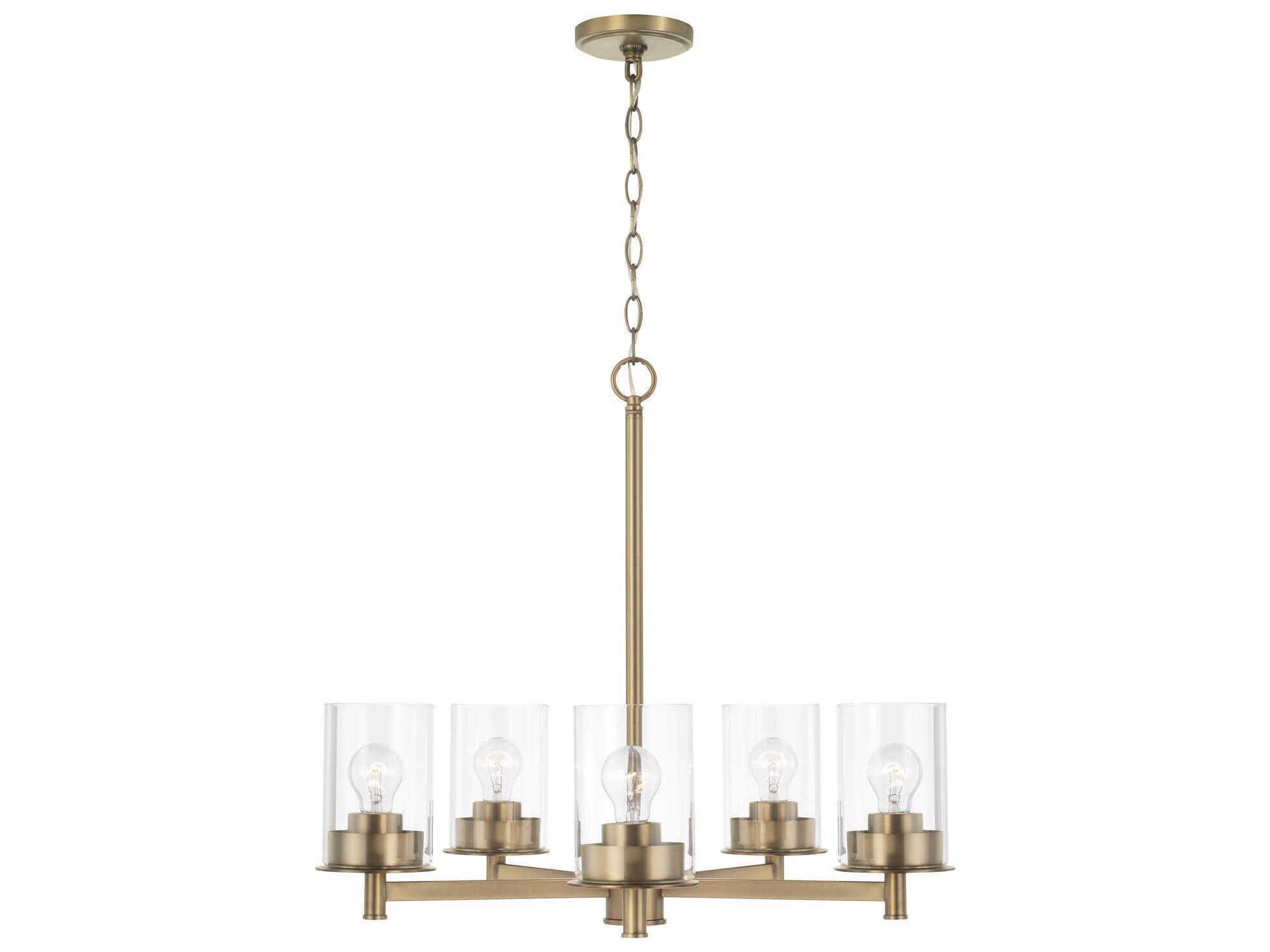 Capital Lighting Mason 5-Light Aged Brass Glass Linear Chandelier