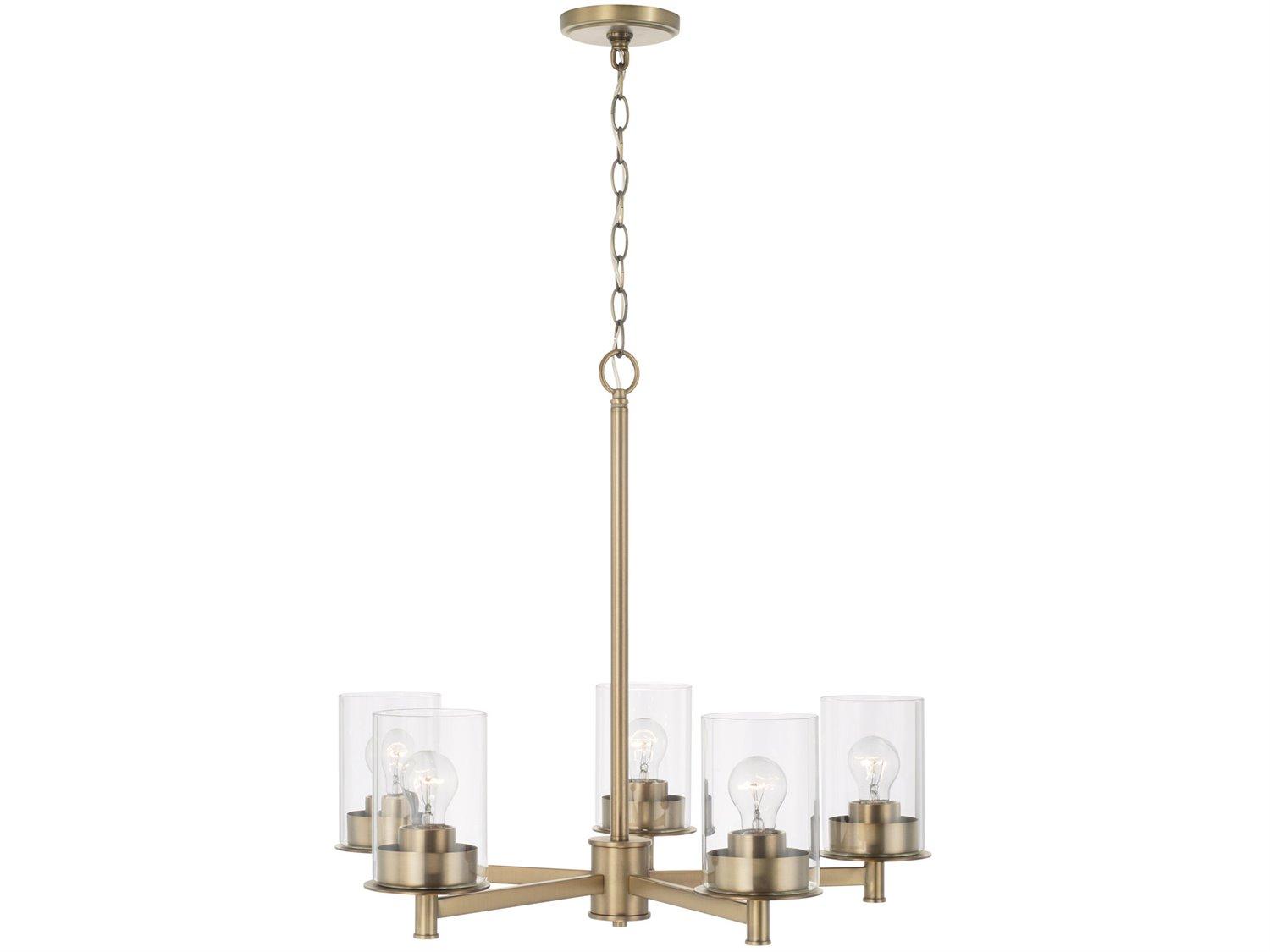 Capital Lighting Mason 5-Light Aged Brass Glass Linear Chandelier