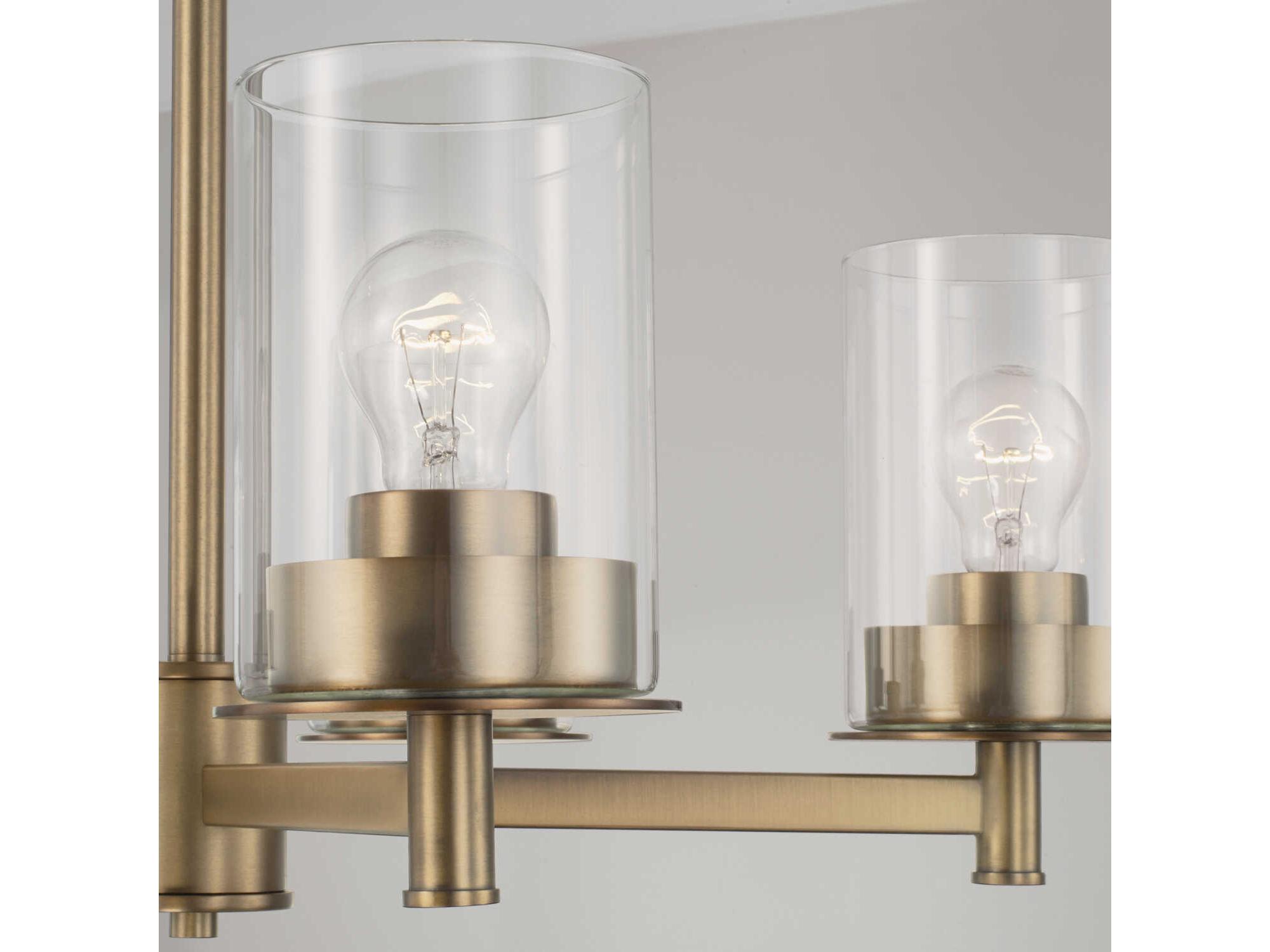 Capital Lighting Mason 5-Light Aged Brass Glass Linear Chandelier