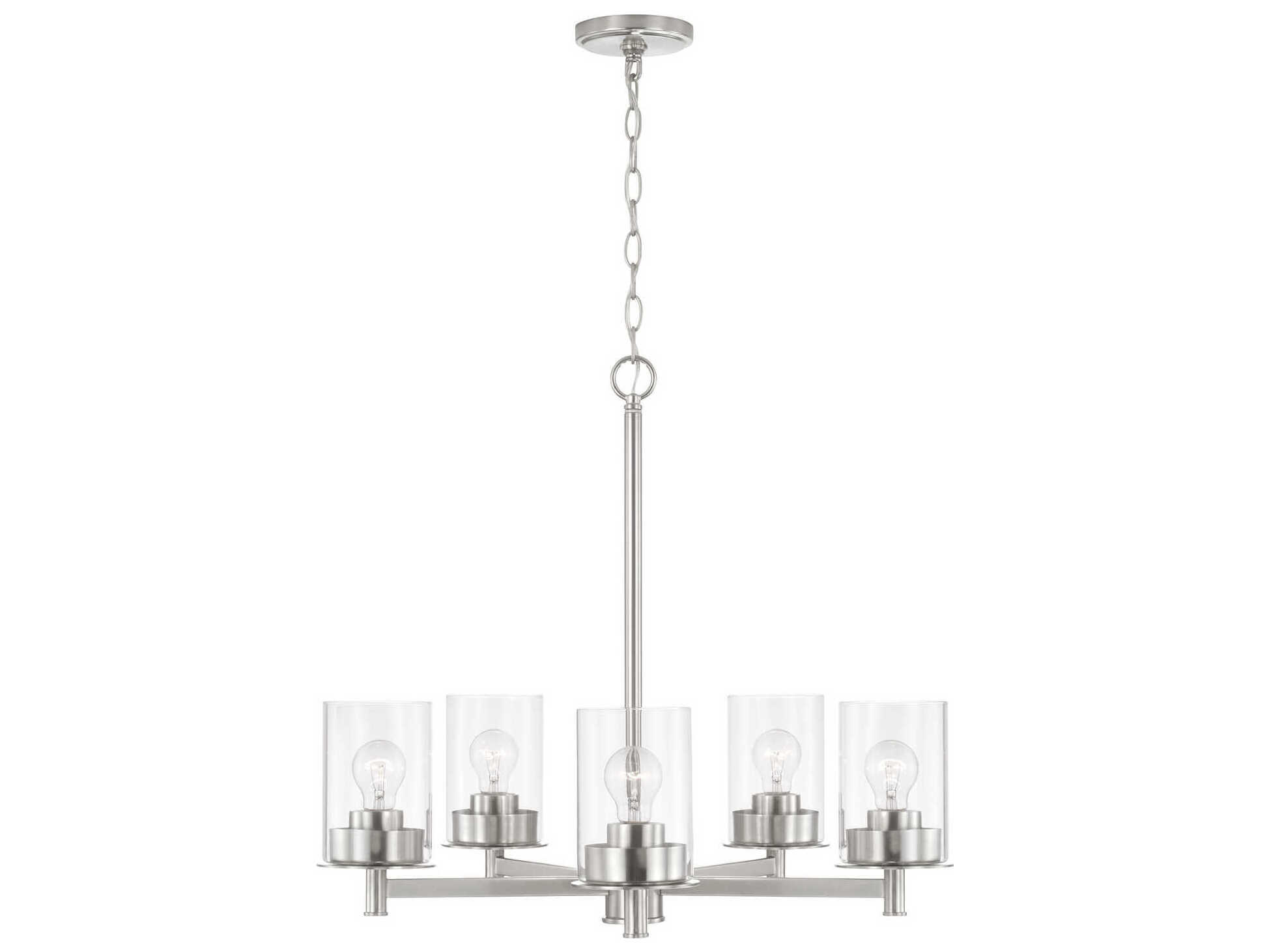 Capital Lighting Mason 5-Light Brushed Nickel Glass Linear Chandelier