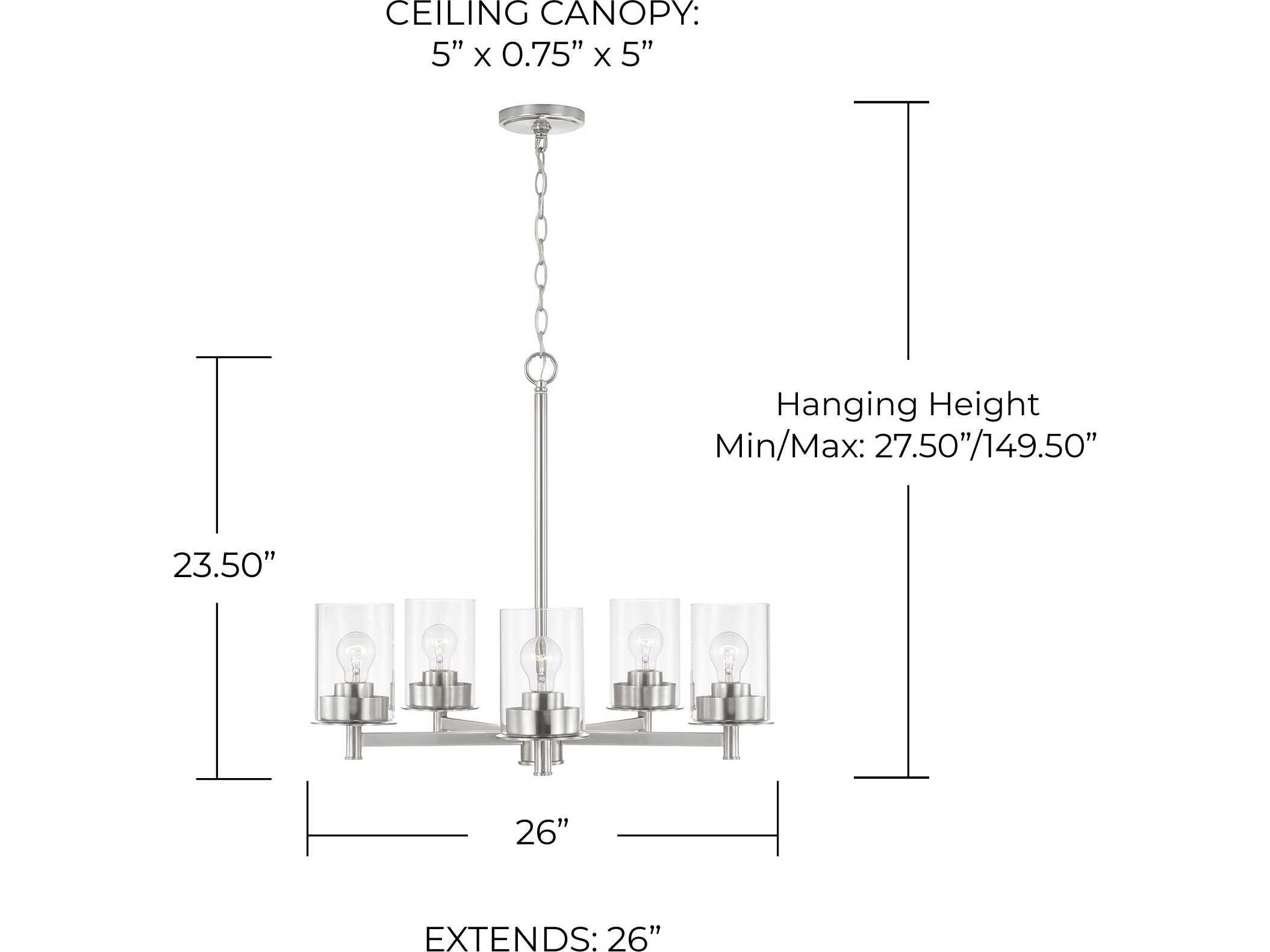 Capital Lighting Mason 5-Light Brushed Nickel Glass Linear Chandelier