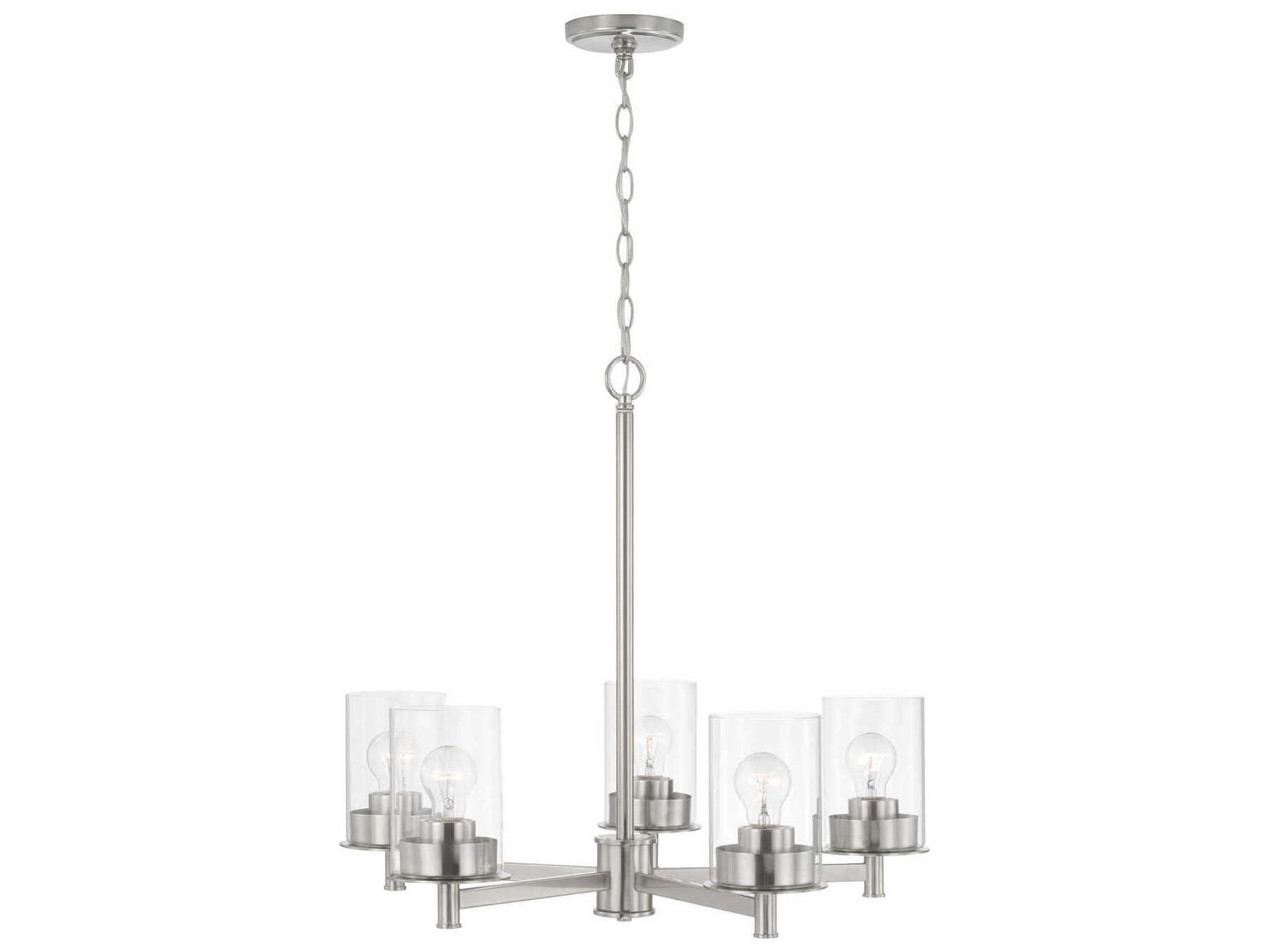 Capital Lighting Mason 5-Light Brushed Nickel Glass Linear Chandelier