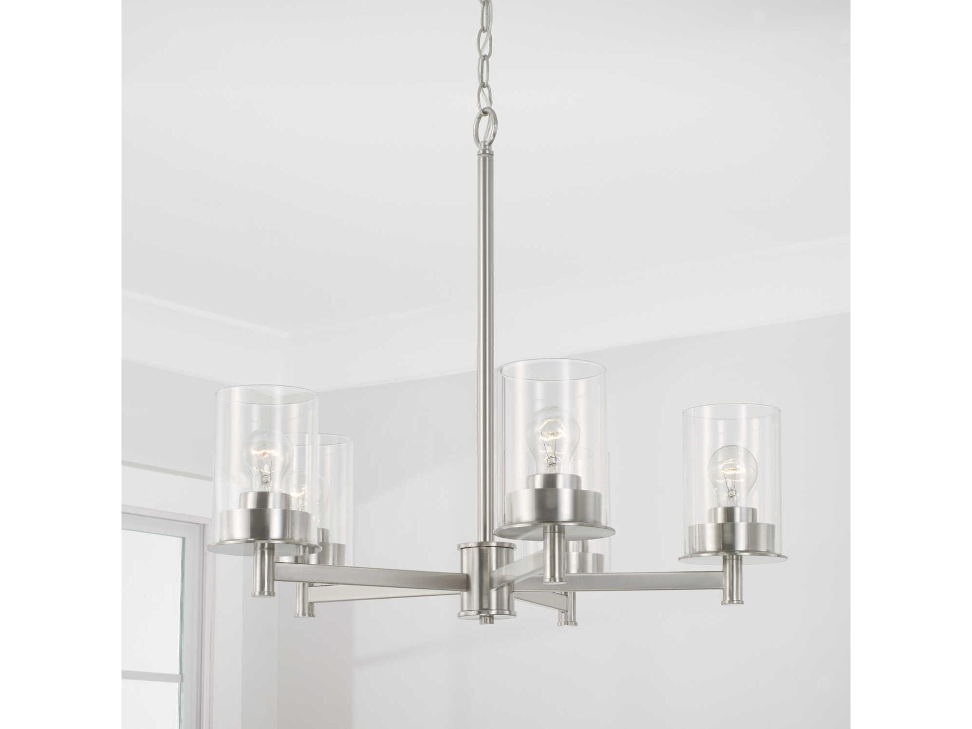 Capital Lighting Mason 5-Light Brushed Nickel Glass Linear Chandelier