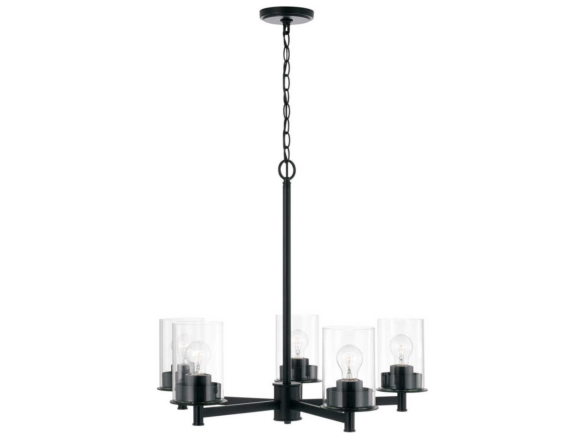 Capital Lighting Mason 5-Light Matte Black Glass Linear Chandelier
