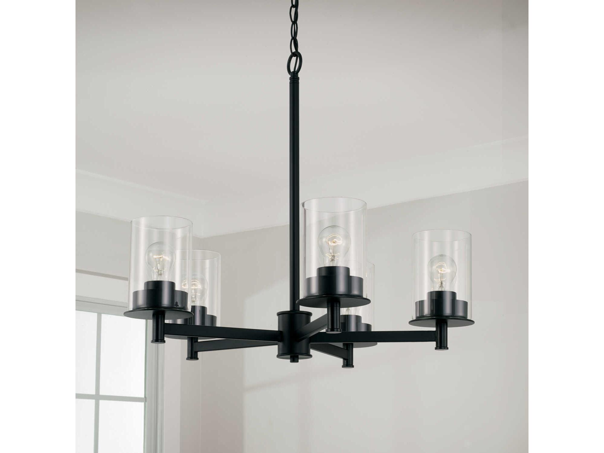 Capital Lighting Mason 5-Light Matte Black Glass Linear Chandelier