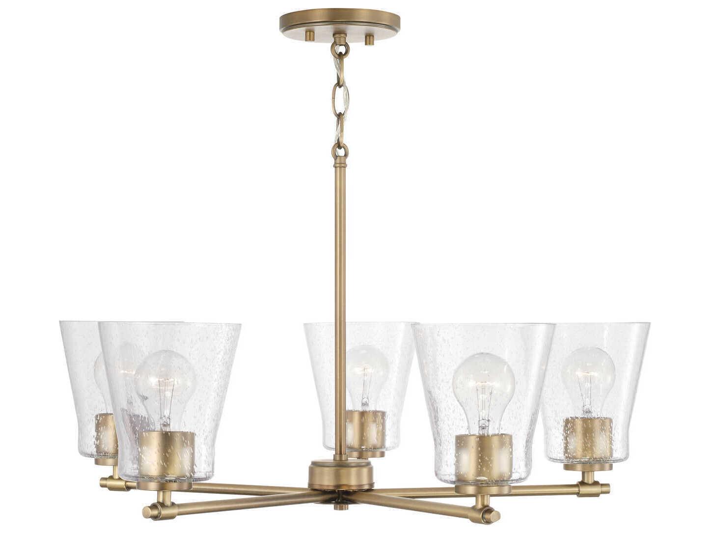 Capital Lighting Baker 5-Light Aged Brass Glass Chandelier